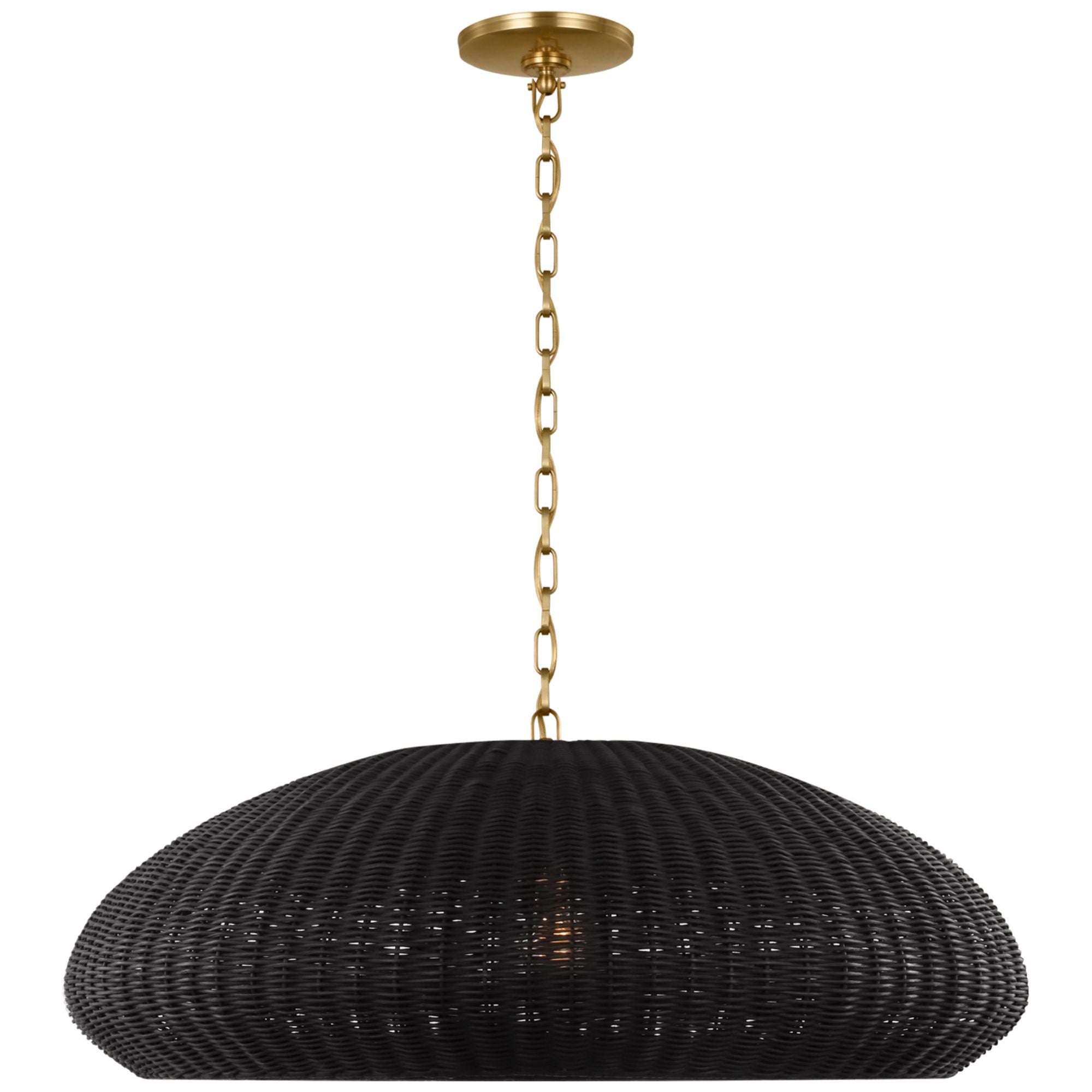 Chapman & Myers Kokomo 32" Wide Pendant in Antique-Burnished Brass with Charcoal Wicker Shade Ceiling Light W32" x H12.75"
