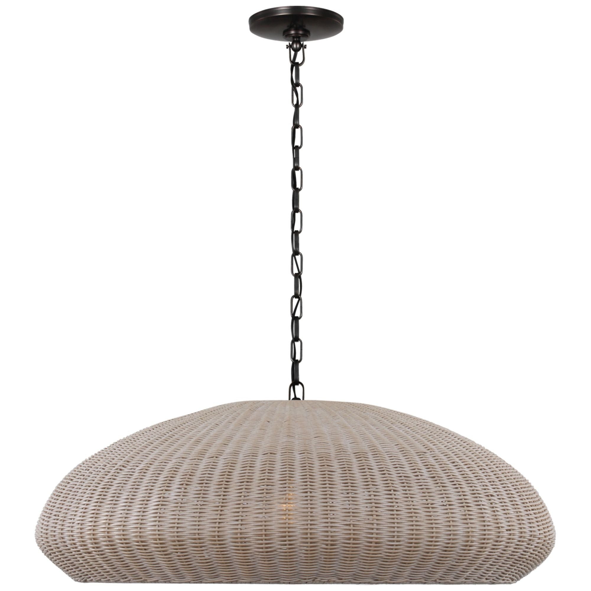 Chapman & Myers Kokomo 32" Wide Pendant in Bronze with Ash Wicker Shade Ceiling Light W32" x H12.75"