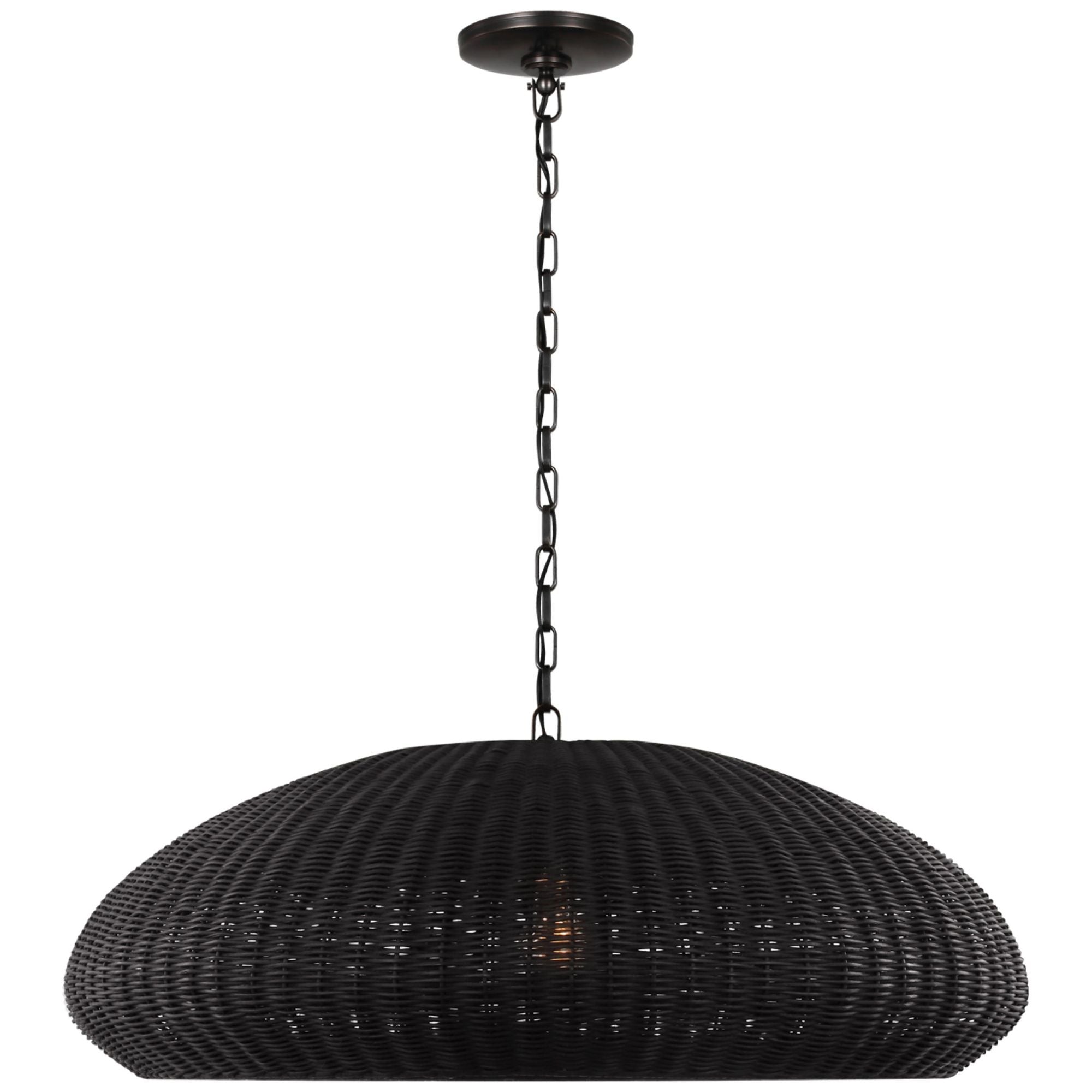Chapman & Myers Kokomo 32" Wide Pendant in Bronze with Charcoal Wicker Shade Ceiling Light W32" x H12.75"