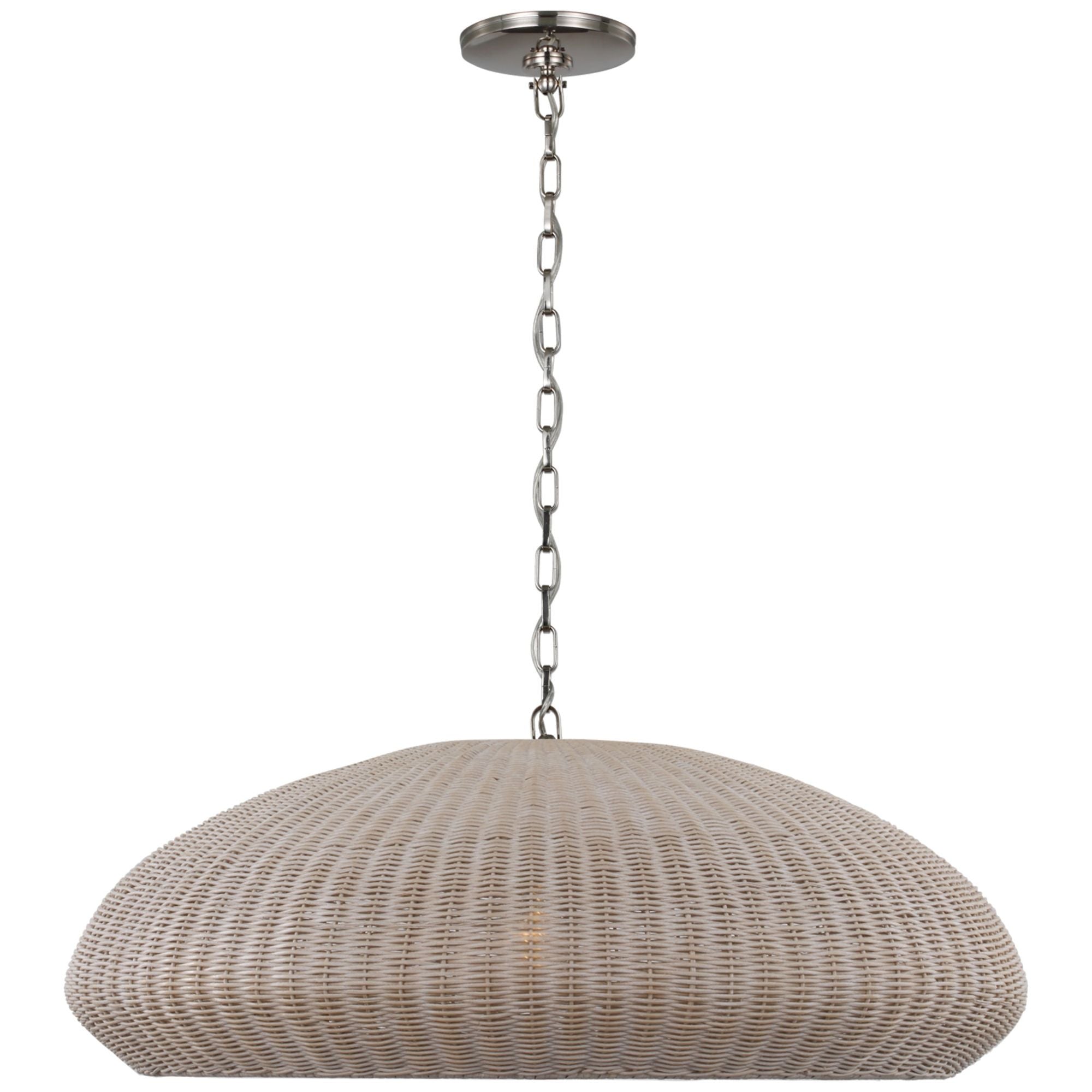 Chapman & Myers Kokomo 32" Wide Pendant in Polished Nickel with Ash Wicker Shade Ceiling Light W32" x H12.75"