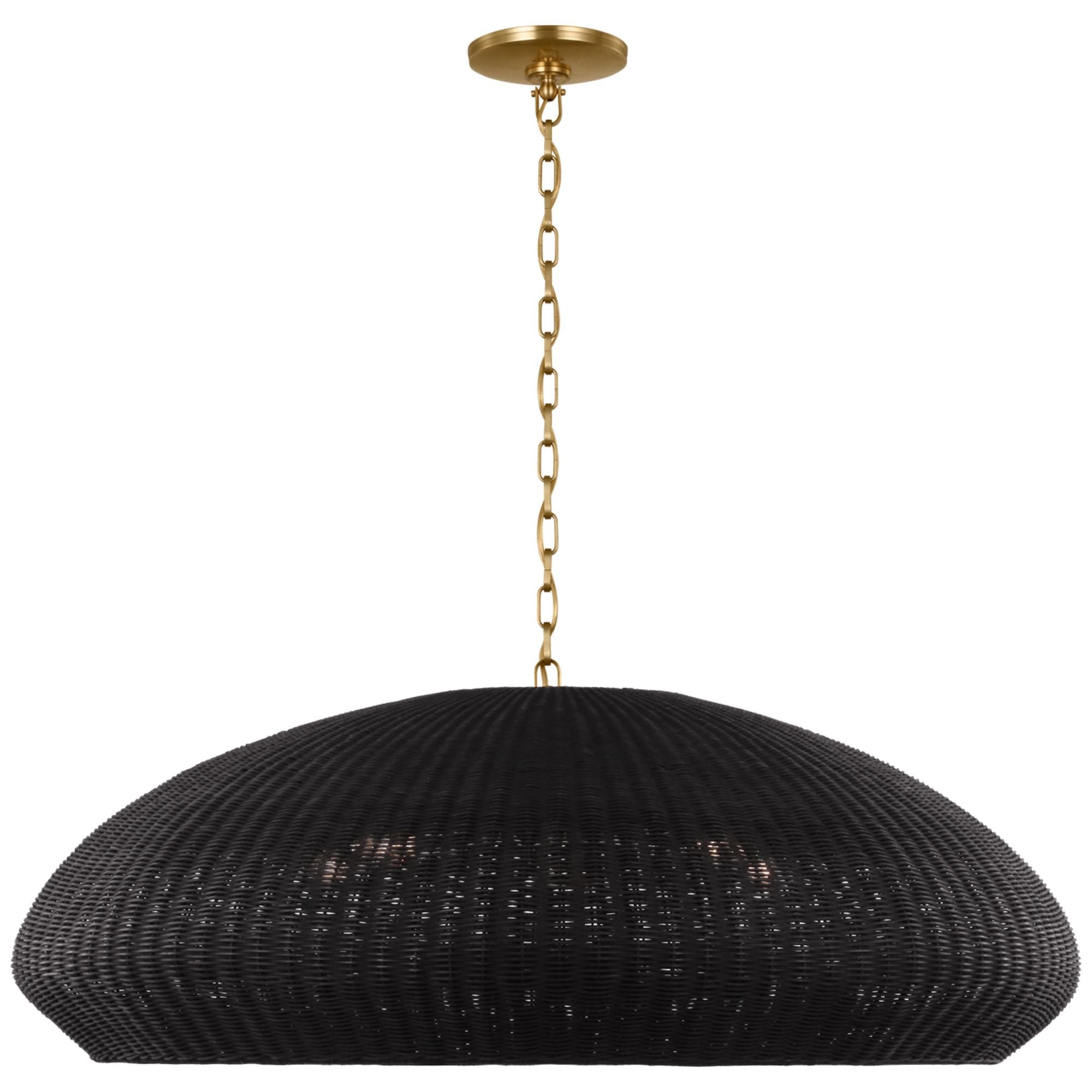 Chapman & Myers Kokomo 44" Wide Pendant in Antique-Burnished Brass with Charcoal Wicker Shade Ceiling Light W44" x H16.75"