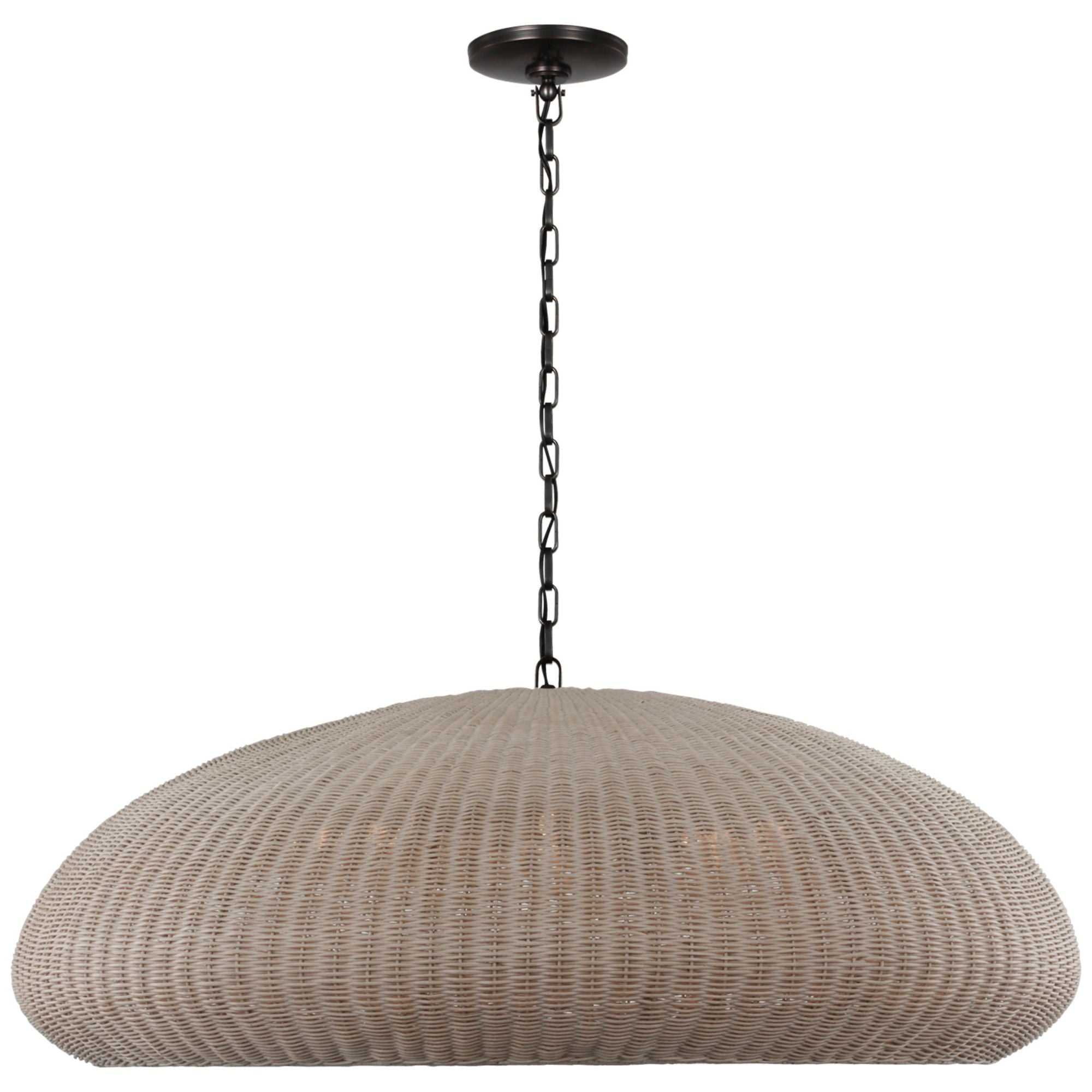 Chapman & Myers Kokomo 44" Wide Pendant in Bronze with Ash Wicker Shade Ceiling Light W44" x H16.75"