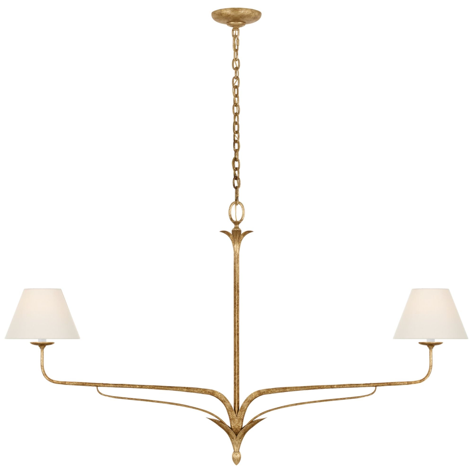 Chapman & Myers Amalfi 57" Linear Chandelier in Milano Gold with Linen Shades Ceiling Light W57" x H32.25"