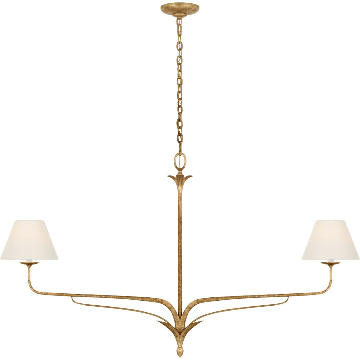 Chapman & Myers Amalfi 57" Linear Chandelier in Milano Gold with Linen Shades W9" x 57" x H32.25"
