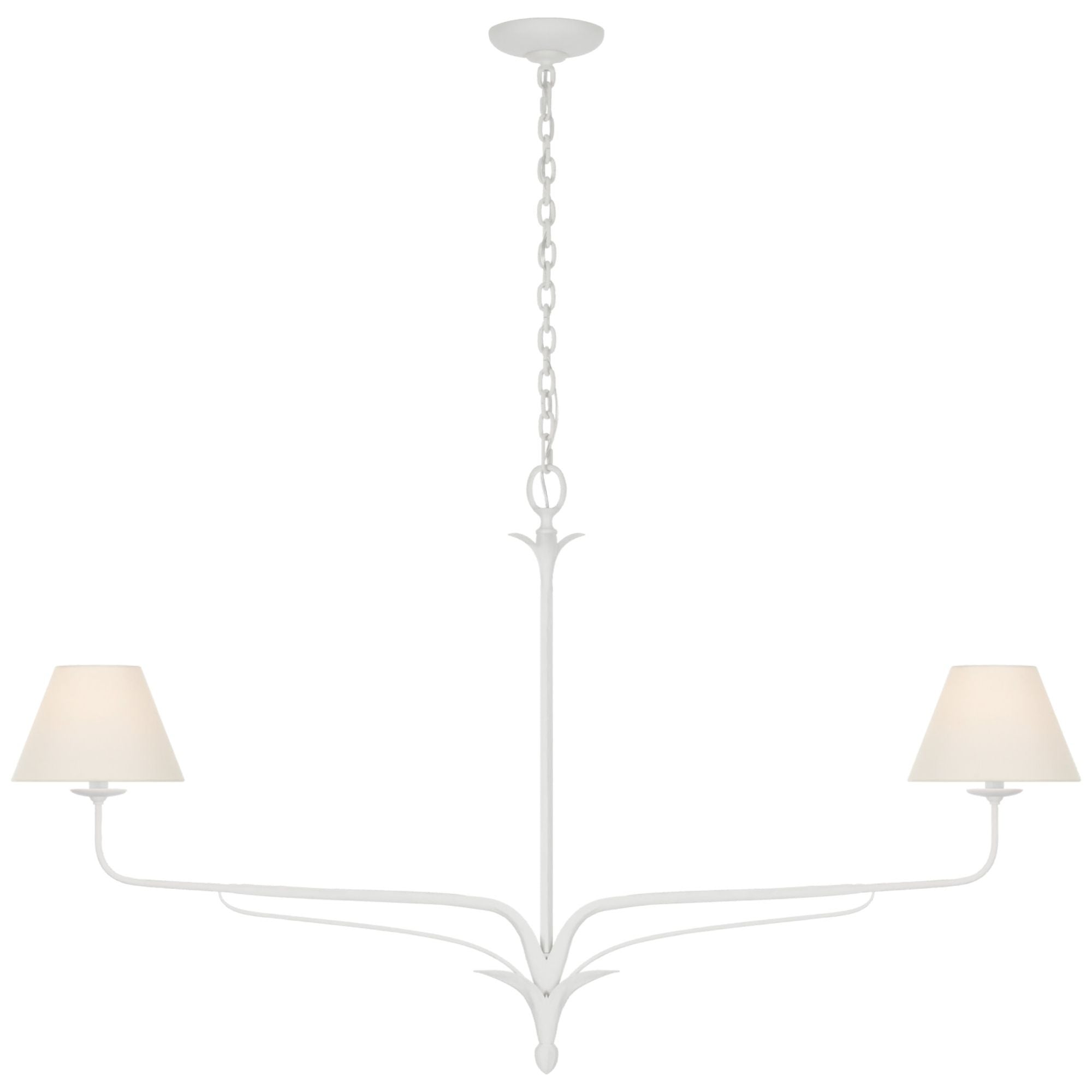 Chapman & Myers Amalfi 57" Linear Chandelier in Plaster White with Linen Shades Ceiling Light W57" x H32.25"