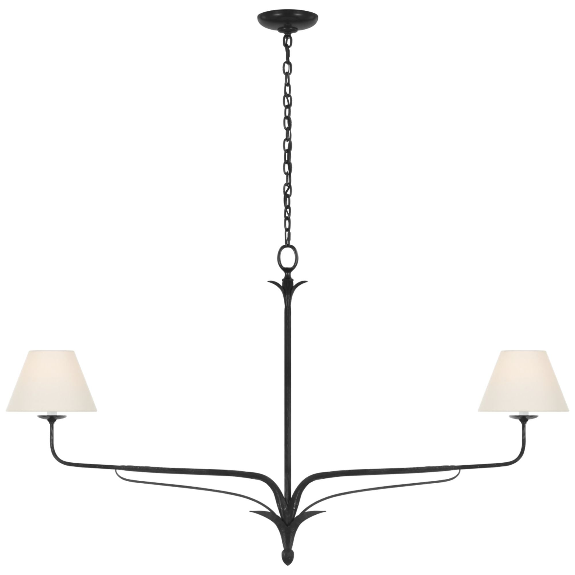 Chapman & Myers Amalfi 57" Linear Chandelier in Waxed Black with Linen Shades Ceiling Light W57" x H32.25"