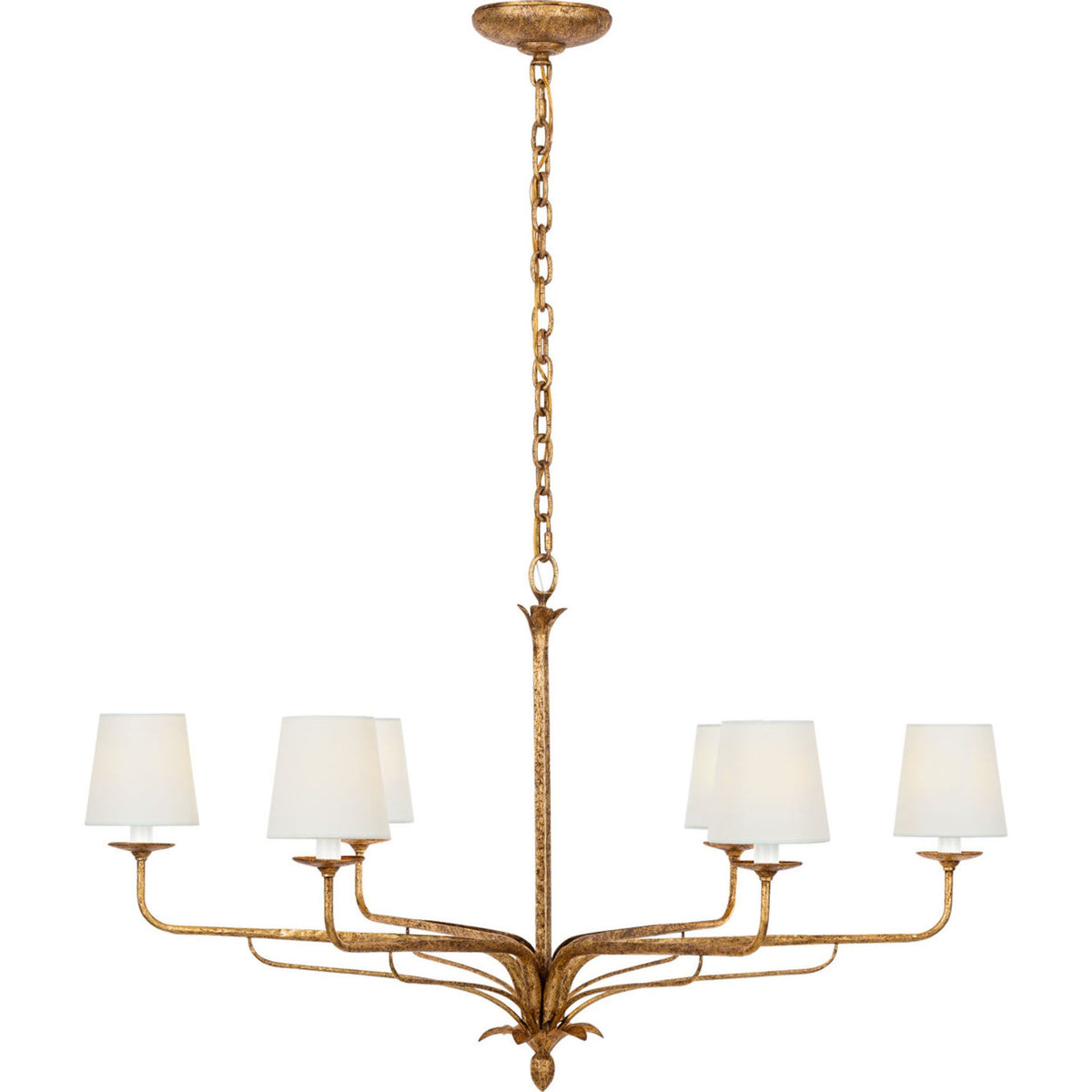 Chapman & Myers Amalfi 41" Chandelier in Milano Gold with Linen Shades W40.5" x H23.5"