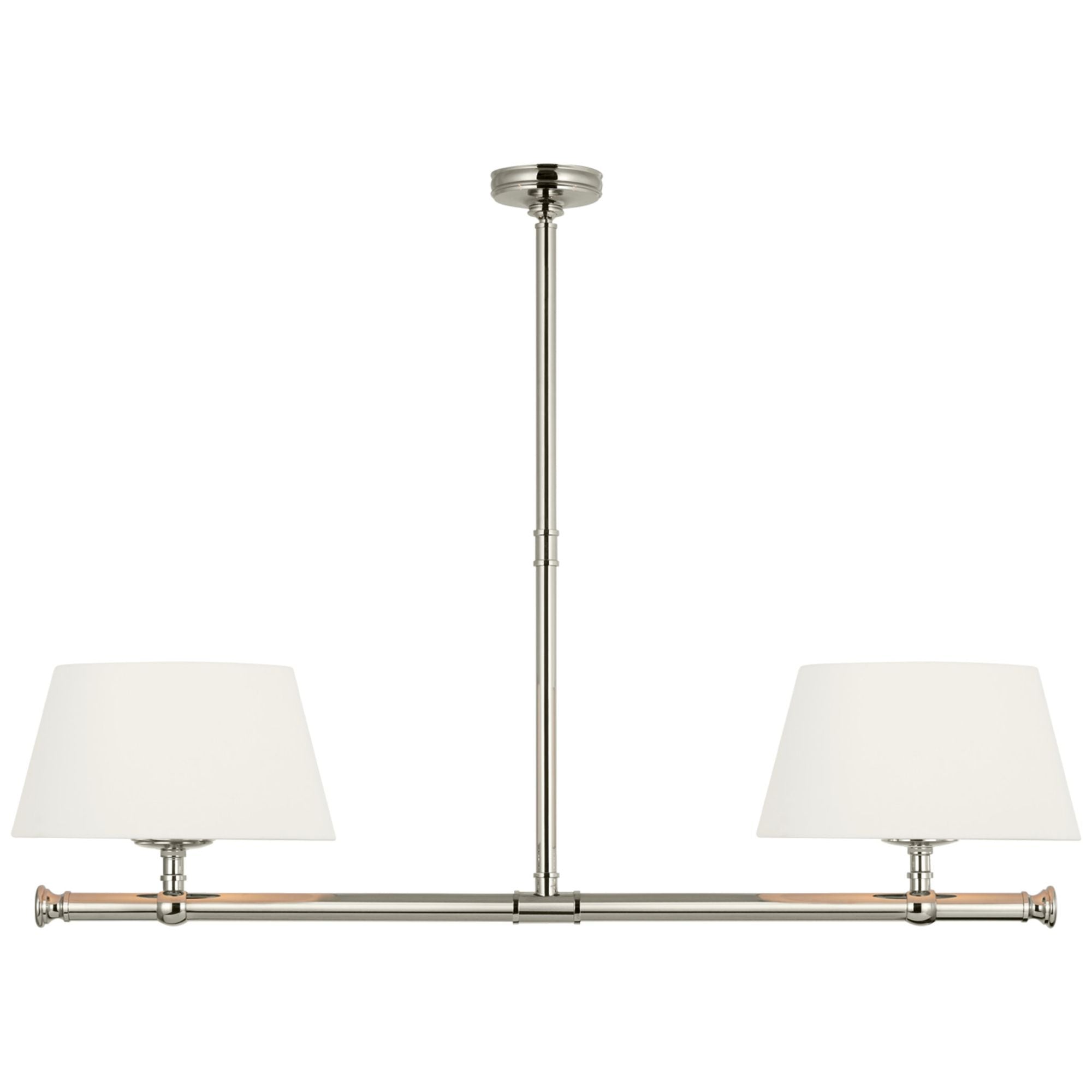 Chapman & Myers Marion 56" Linear Chandelier in Polished Nickel with Linen Shades Ceiling Light W56"