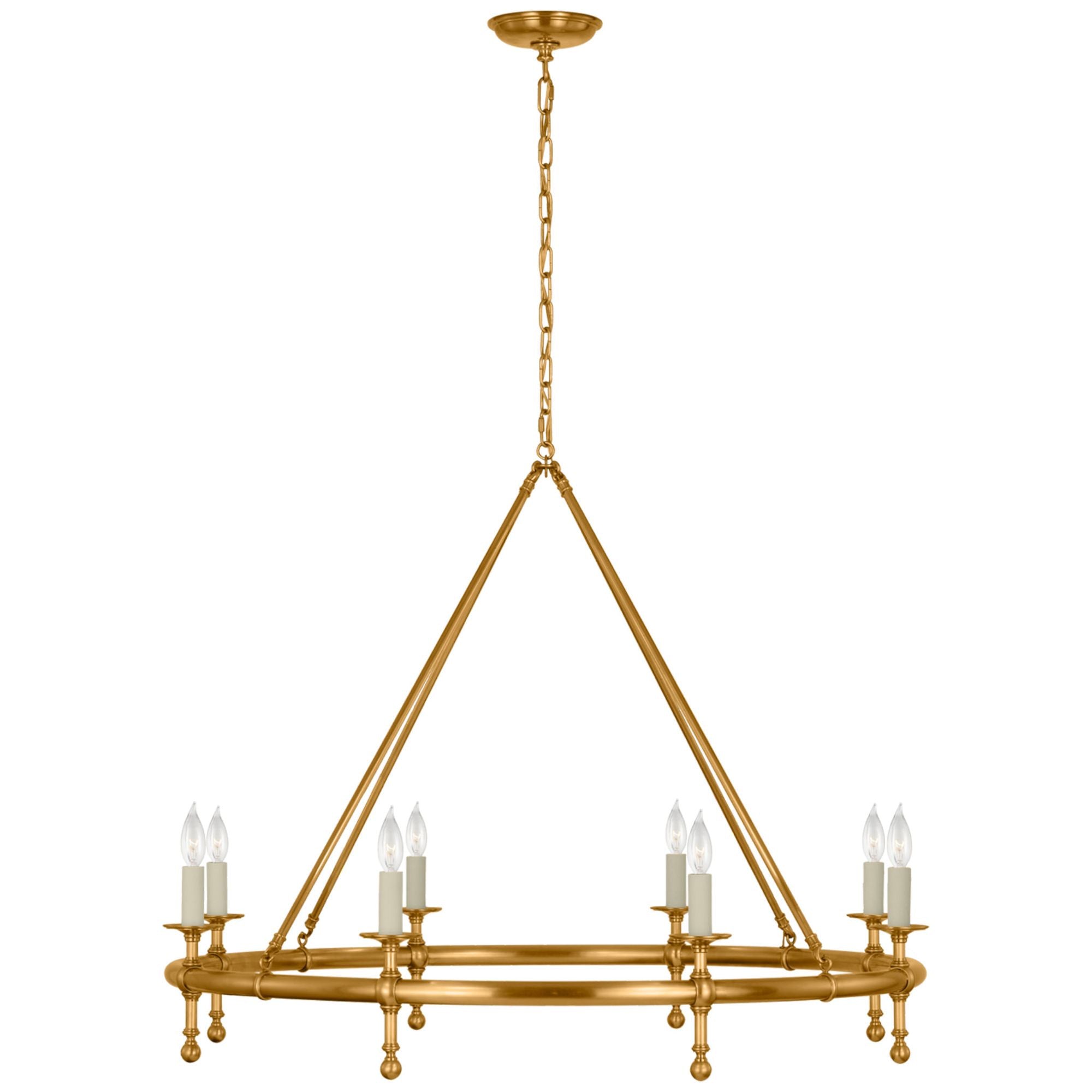 Chapman & Myers Classic 42" Ring Chandelier in Antique-Burnished Brass Ceiling Light W42.5"