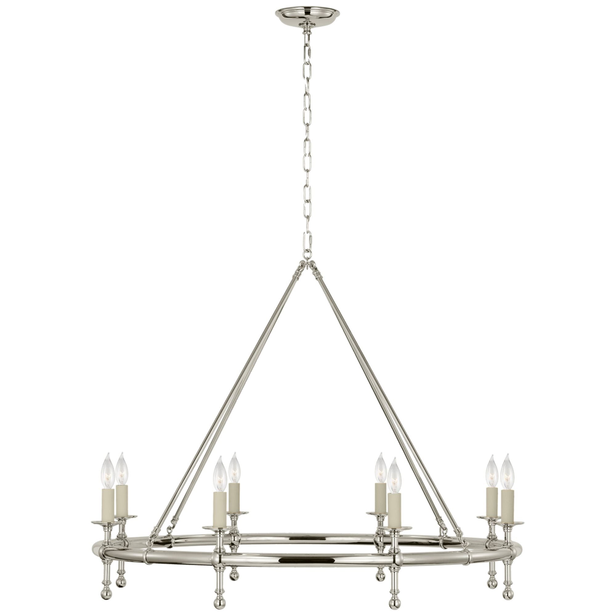 Chapman & Myers Classic 42" Ring Chandelier in Polished Nickel Ceiling Light W42.5"