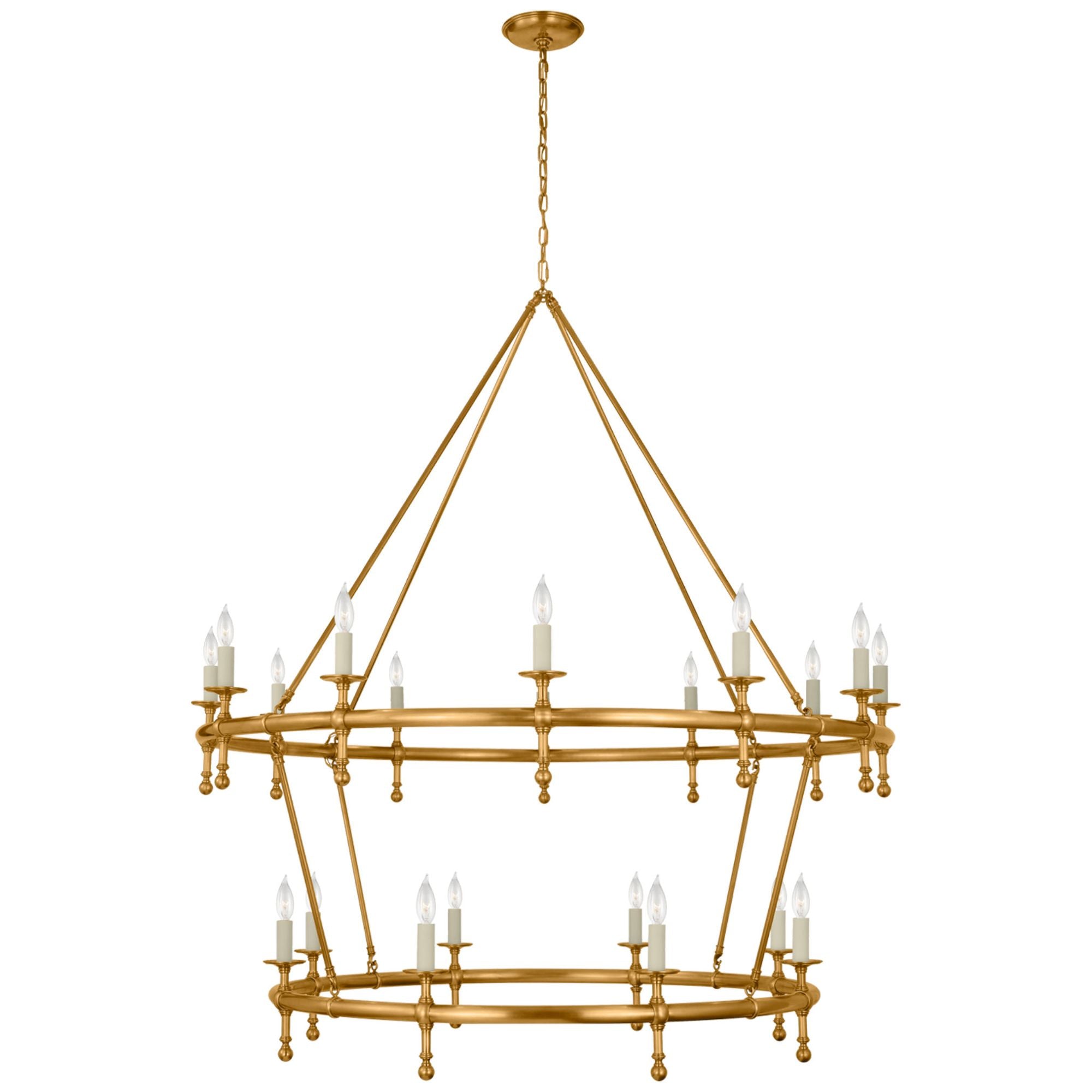 Chapman & Myers Classic 54" Two-Tier Ring Chandelier in Antique-Burnished Brass Ceiling Light W54.5"