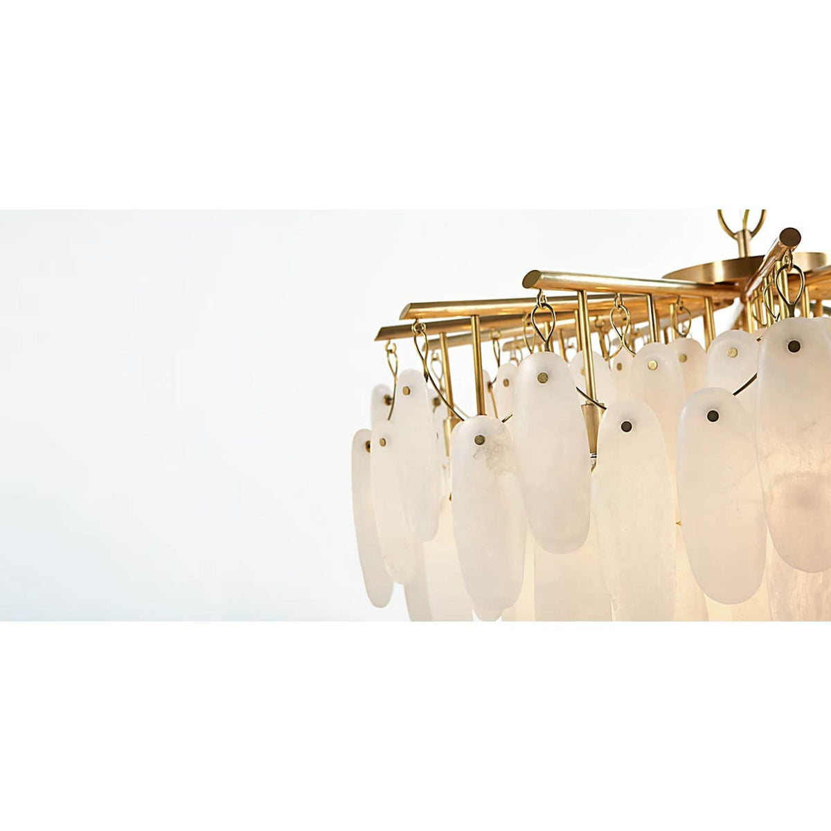 Chapman & Myers Cora Small Waterfall Chandelier in Antique-Burnished Brass with Alabaster W30.5" x H26.25"