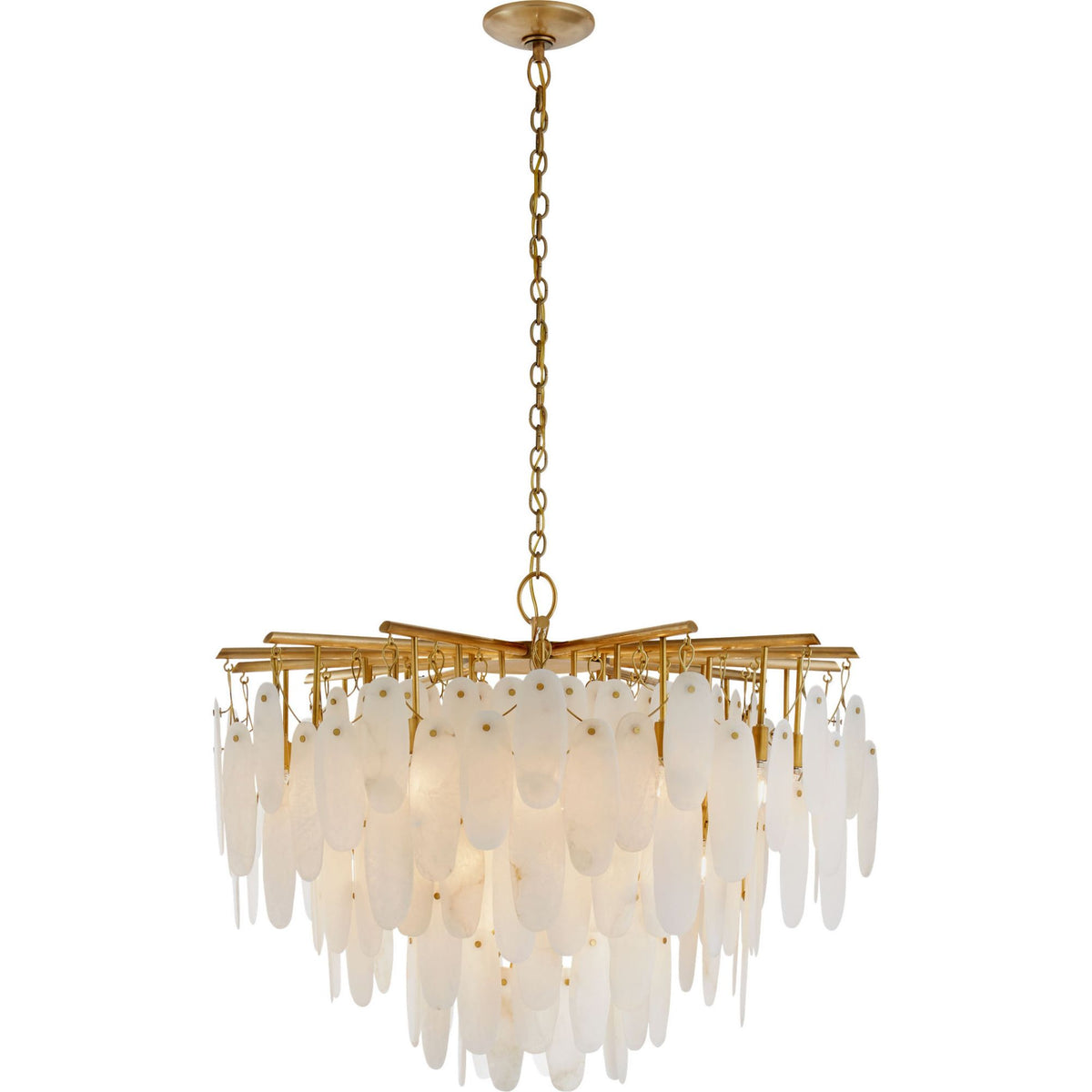 Chapman & Myers Cora Medium Waterfall Chandelier in Antique-Burnished Brass with Alabaster W40.75" x H32"