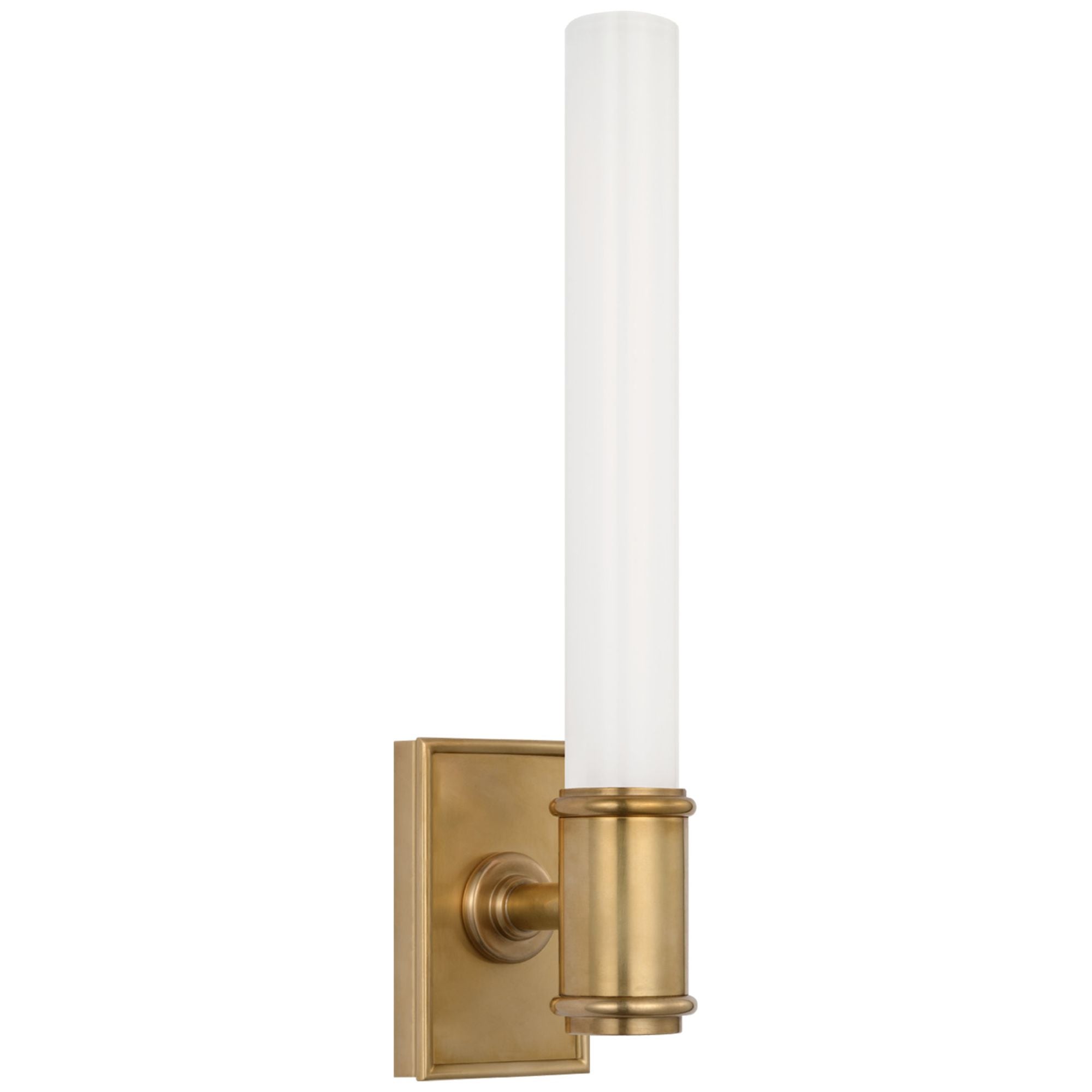 Chapman & Myers Owen 14" Single Bath Light in Antique-Burnished Brass with White Glass Wall Light W2.75" x H13.5"