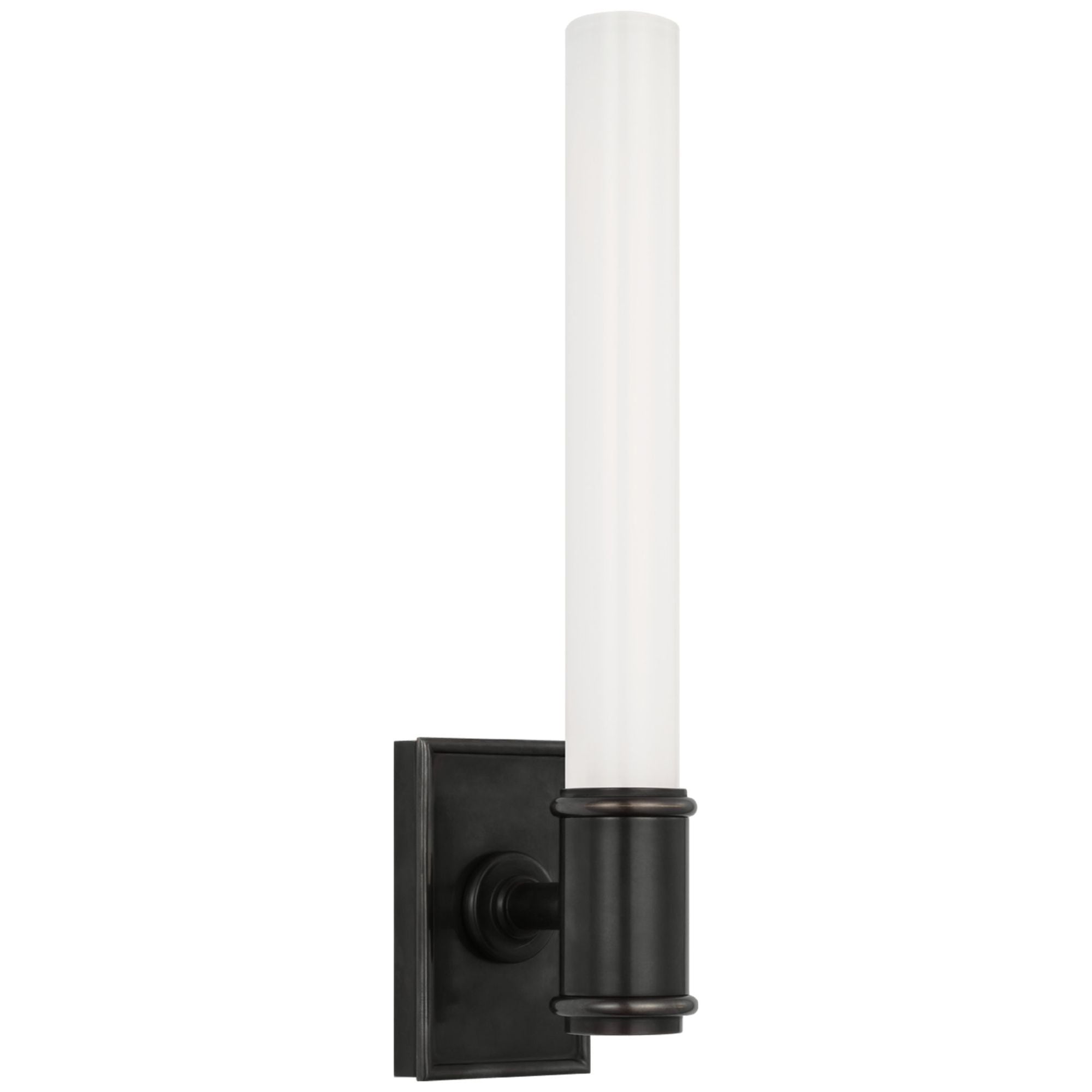 Chapman & Myers Owen 14" Single Bath Light in Bronze with White Glass Wall Light W2.75" x H13.5"