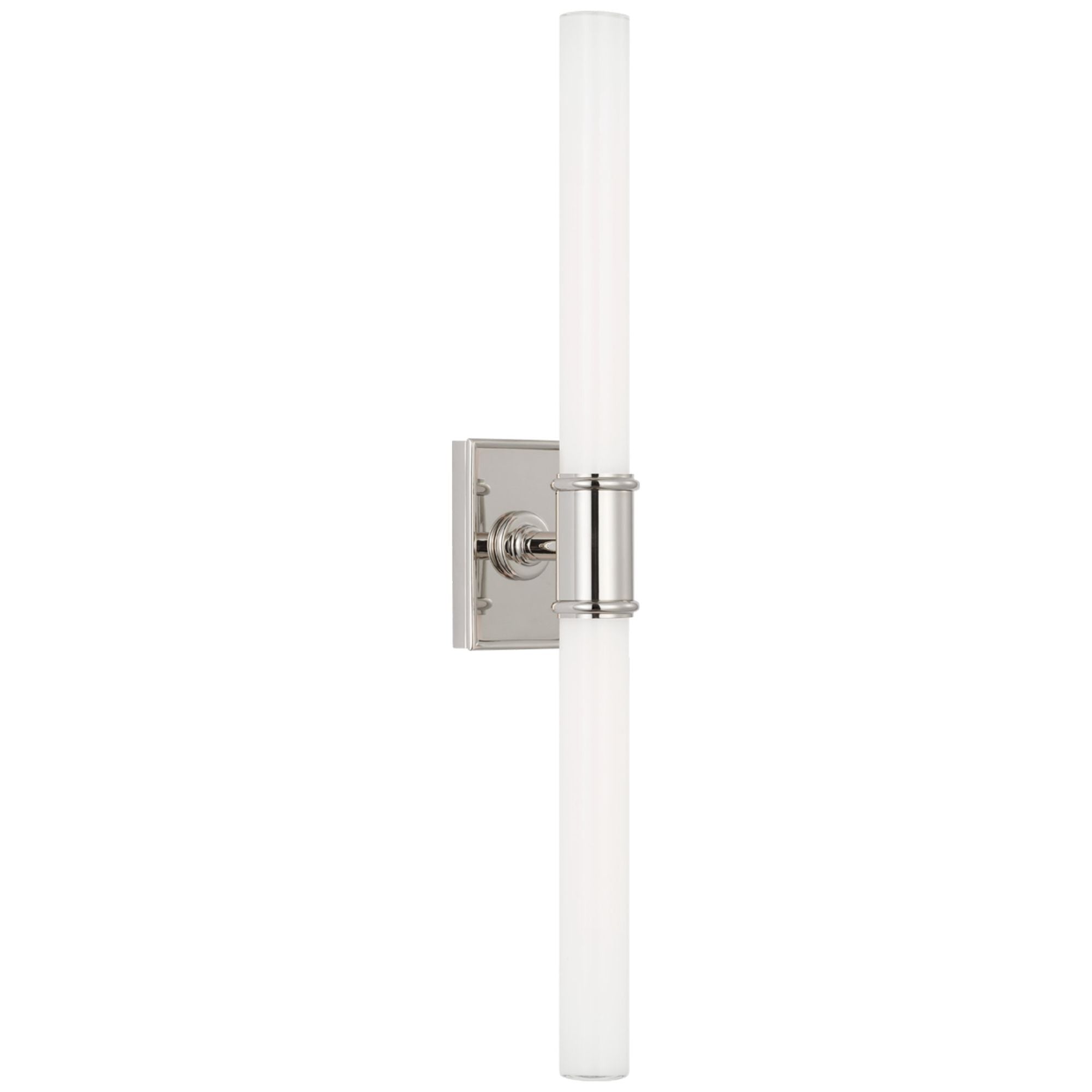 Chapman & Myers Owen 22" Double Bath Light in Polished Nickel with White Glass Wall Light W2.75" x H22"