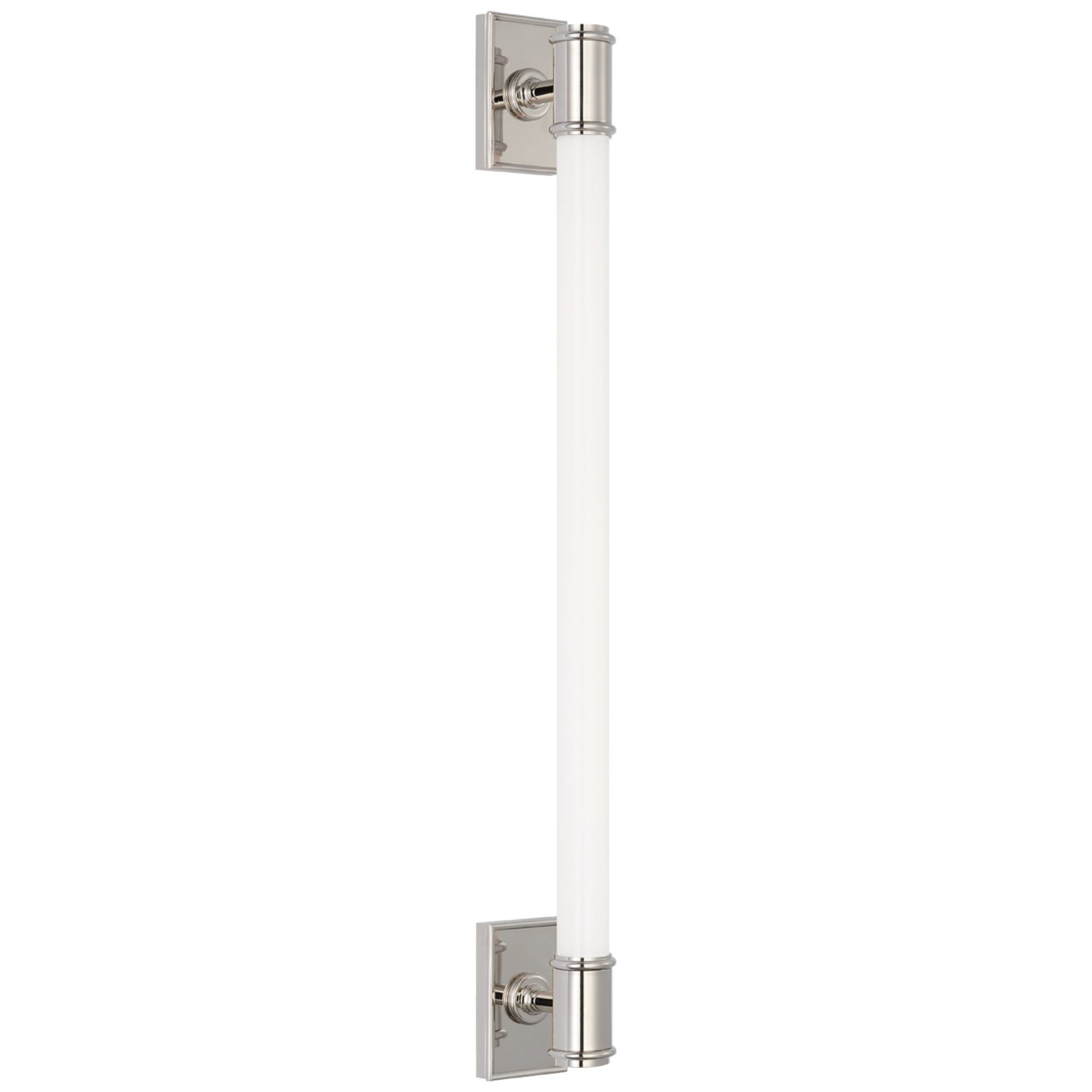 Chapman & Myers Owen 30" Linear Bath Light in Polished Nickel with White Glass Wall Light W2.75" x H30"