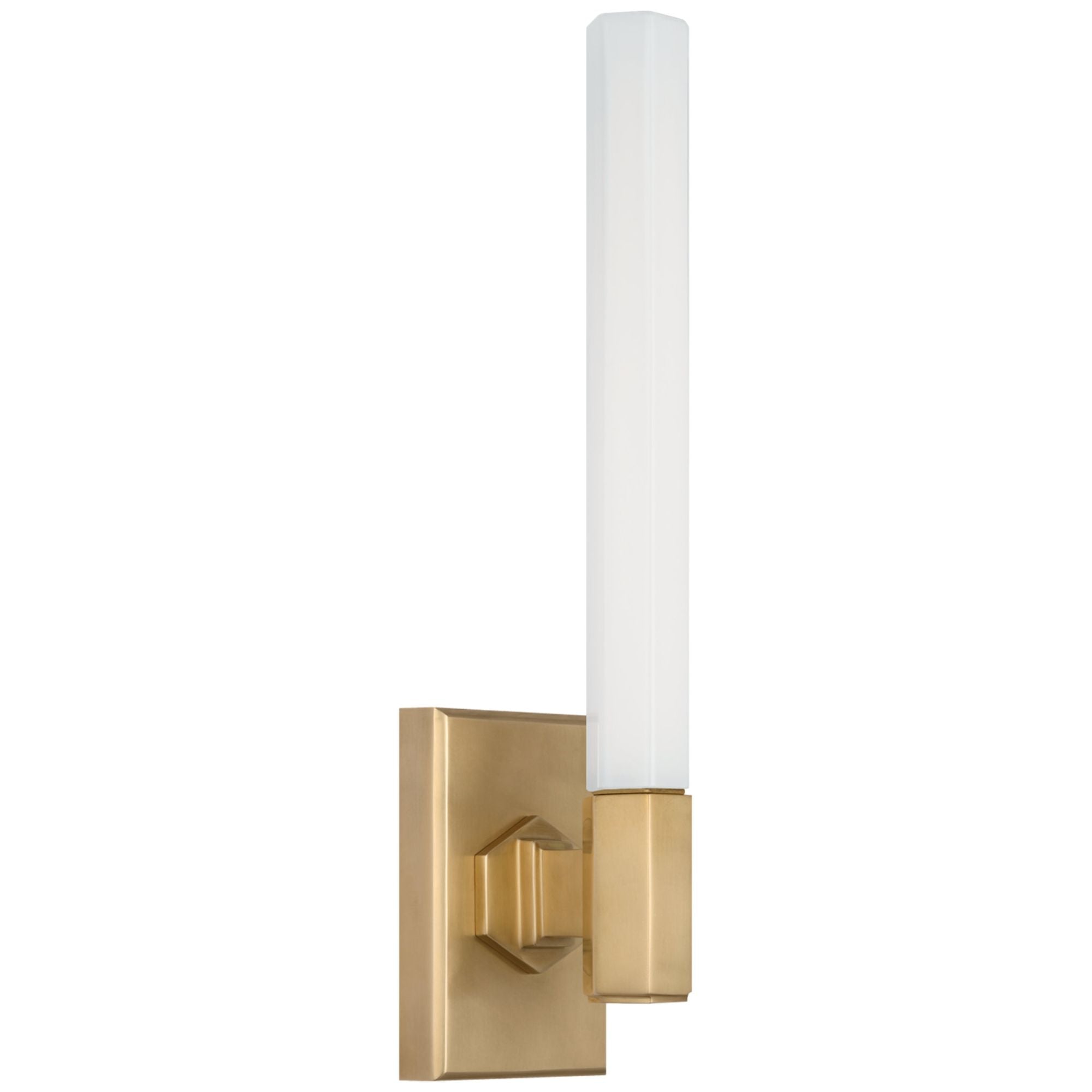 Chapman & Myers Hawthorne 13" Single Bath Light in Antique-Burnished Brass with White Glass Wall Light W2.5" x H12.5"