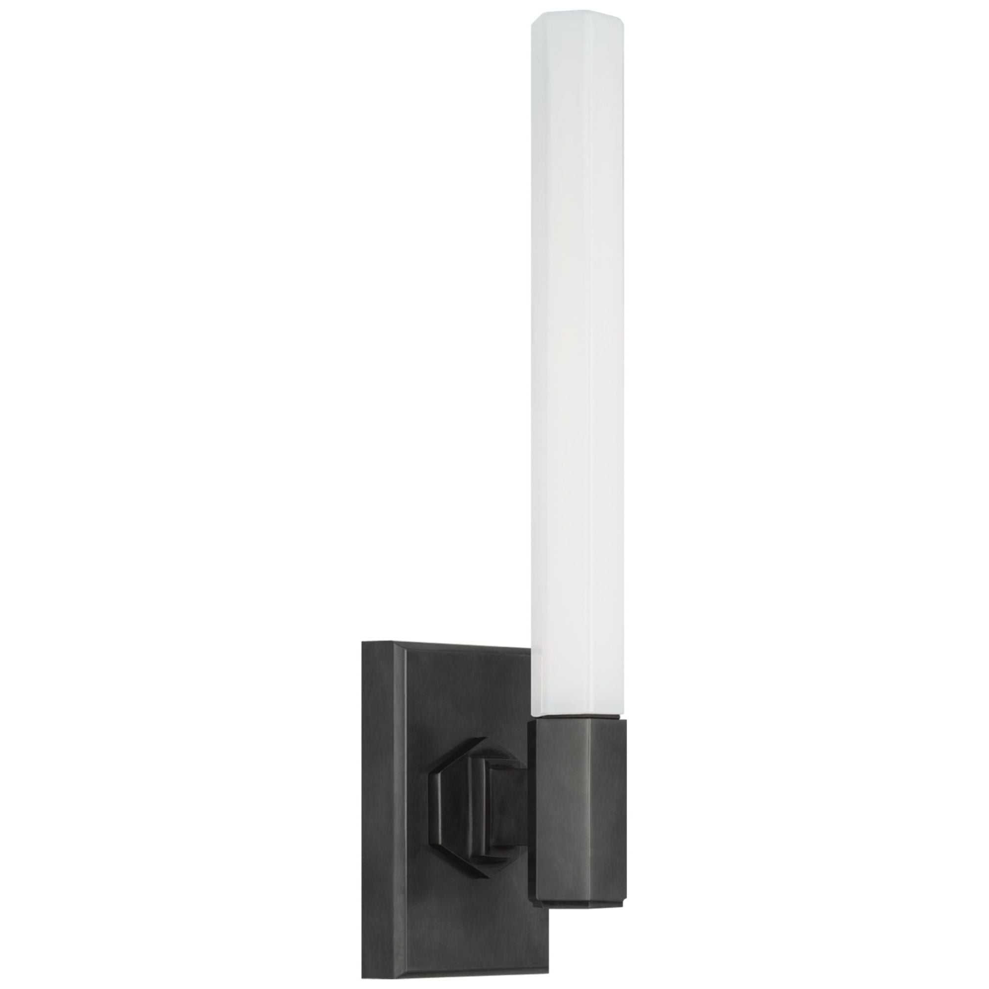 Chapman & Myers Hawthorne 13" Single Bath Light in Bronze with White Glass Wall Light W2.5" x H12.5"