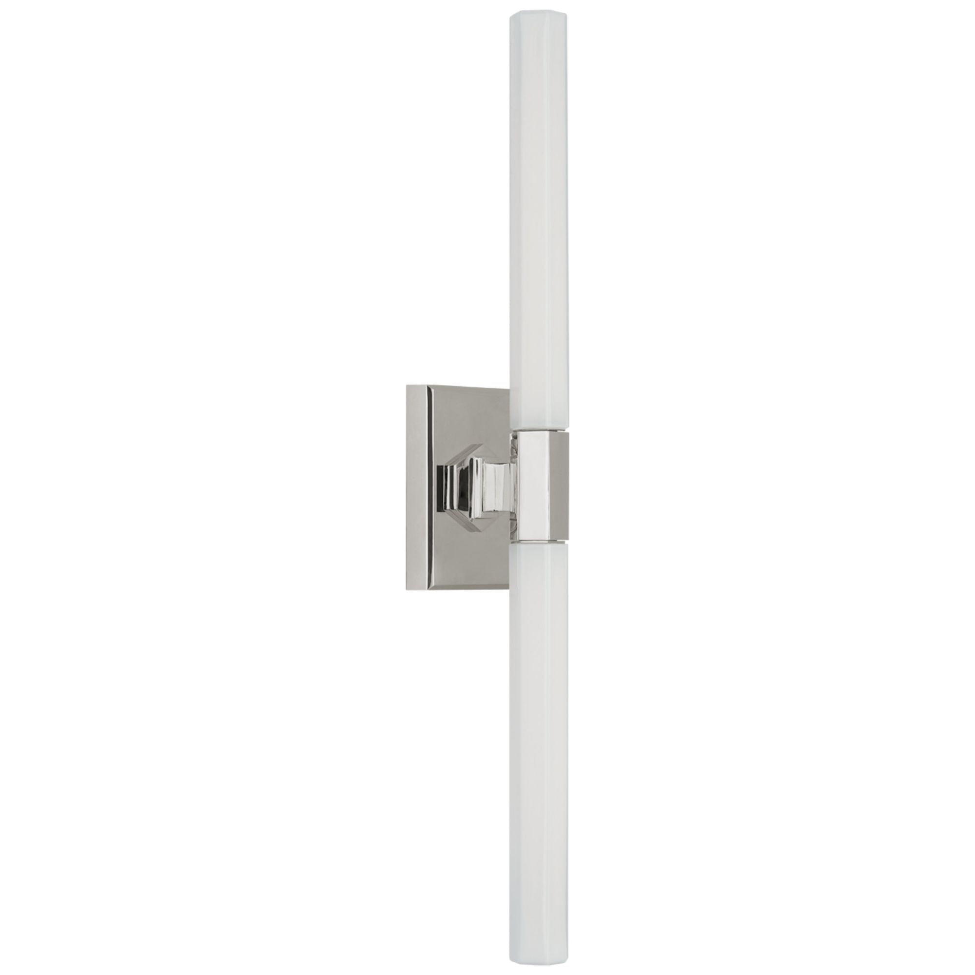 Chapman & Myers Hawthorne 20" Double Bath Light in Polished Nickel with White Glass Wall Light W2.5" x H20"