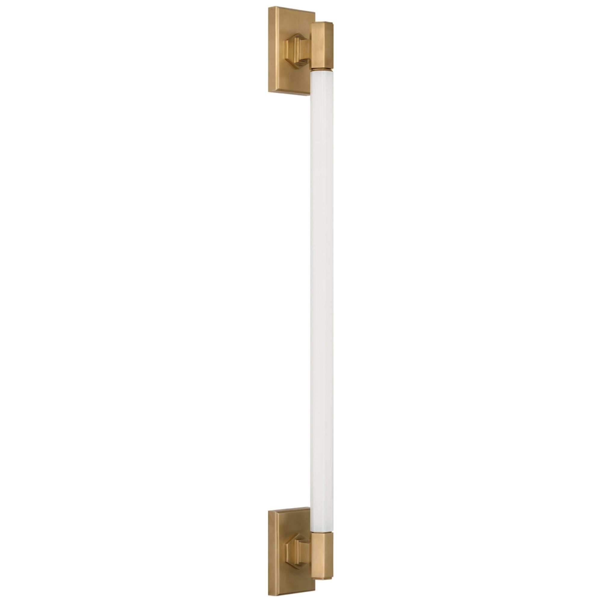 Chapman & Myers Hawthorne 30" Linear Bath Light in Antique-Burnished Brass with White Glass Wall Light W2.5" x H30"