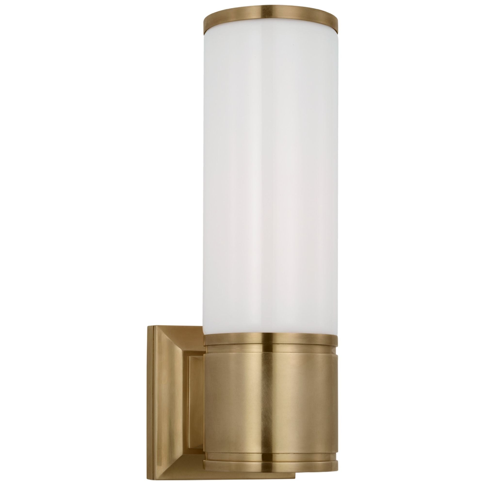 Chapman & Myers Halford 14" Bath Sconce in Antique-Burnished Brass with White Glass Wall Light W4.5" x H13.5"