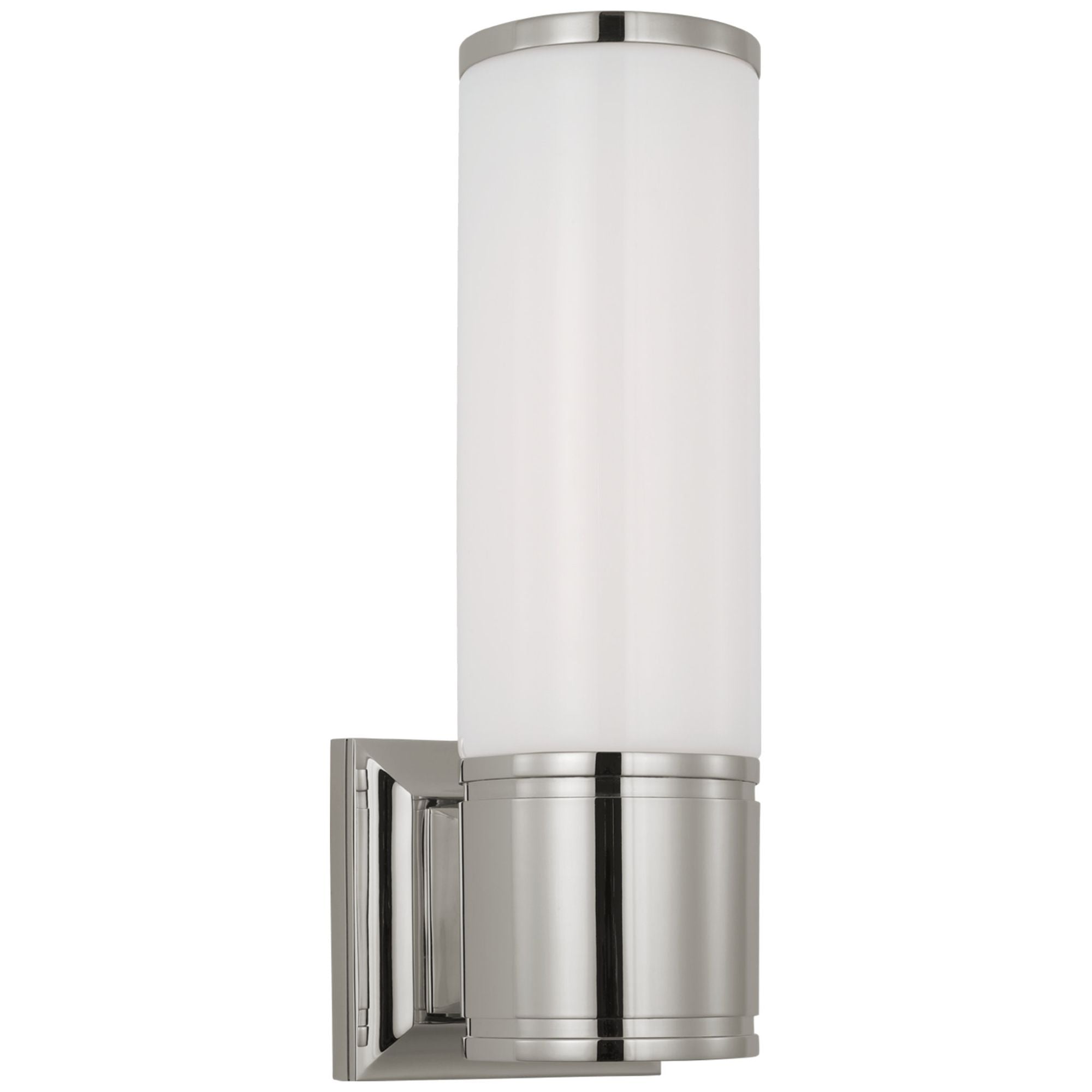 Chapman & Myers Halford 14" Bath Sconce in Polished Nickel with White Glass Wall Light W4.5" x H13.5"