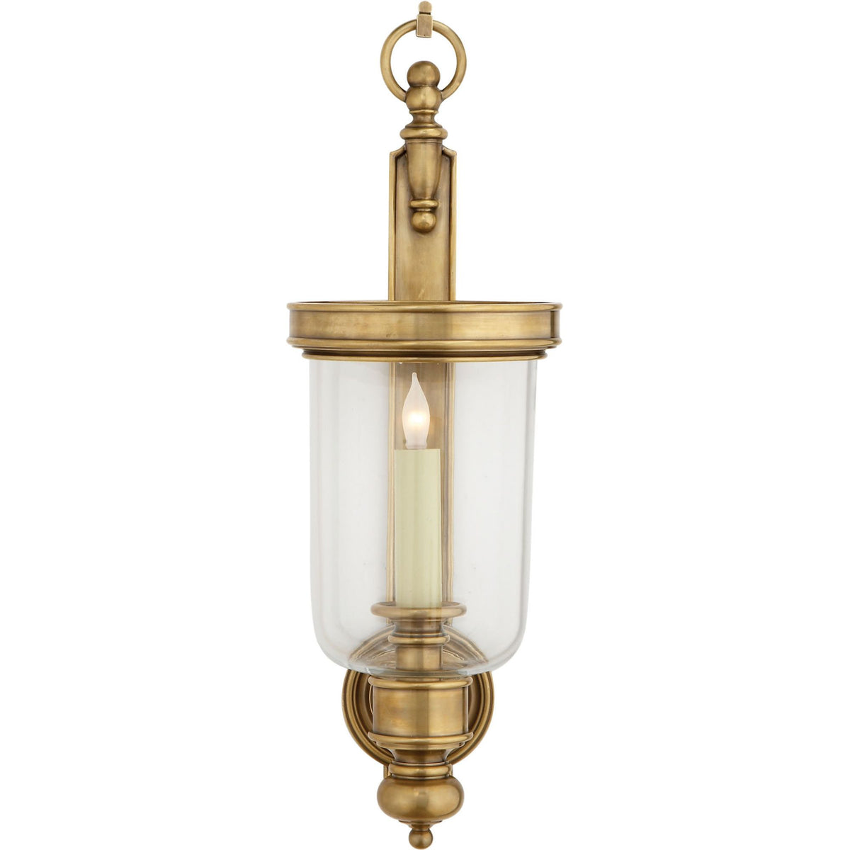 Chapman & Myers Georgian Small Hurricane Wall Sconce in Antique-Burnished Brass W7.5" x H22" x E8.75"