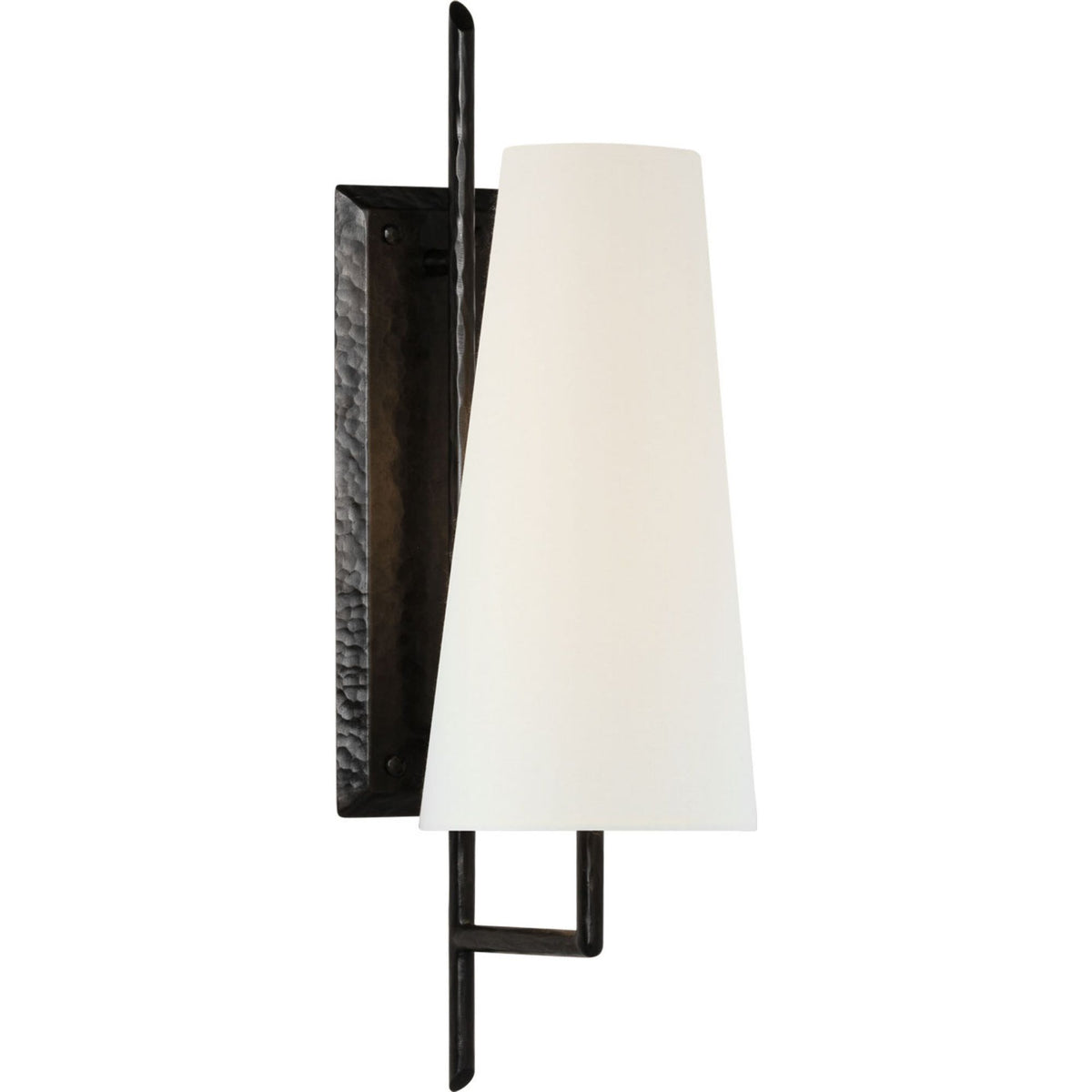 Chapman & Myers Ashton Large Single Sculpted Sconce in Aged Iron with Linen Shade W6" x H20" x E8.75"