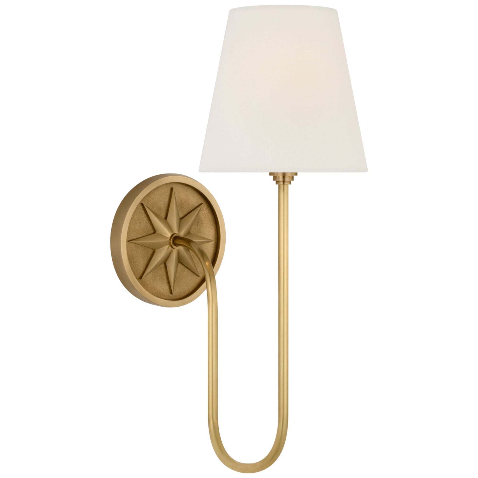 Chapman & Myers Polaris 17" Single Sconce in Antique-Burnished Brass with Linen Shade Wall Light W6" x H16.5"
