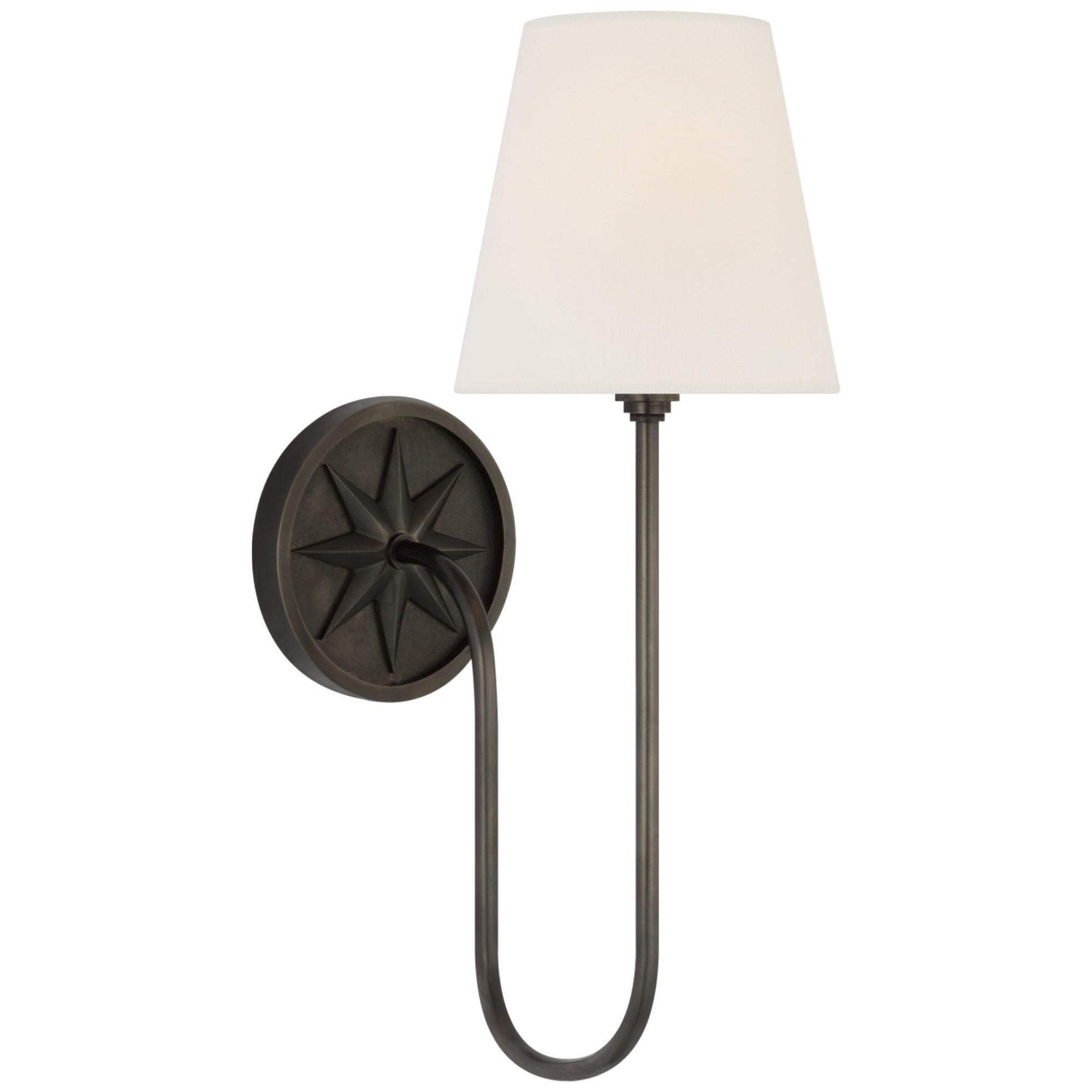 Chapman & Myers Polaris 17" Single Sconce in Bronze with Linen Shade Wall Light W6" x H16.5"