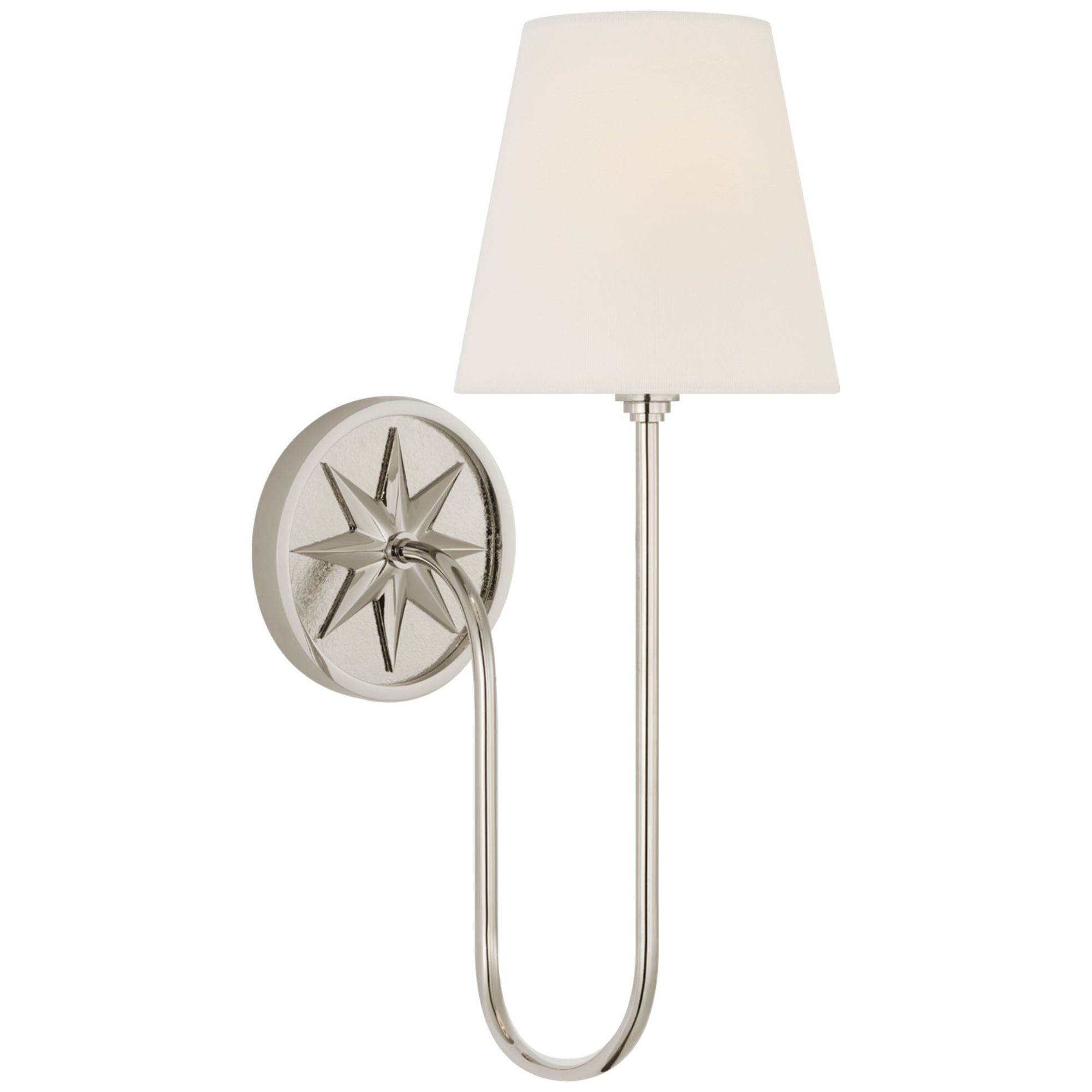 Chapman & Myers Polaris 17" Single Sconce in Polished Nickel with Linen Shade Wall Light W6" x H16.5"