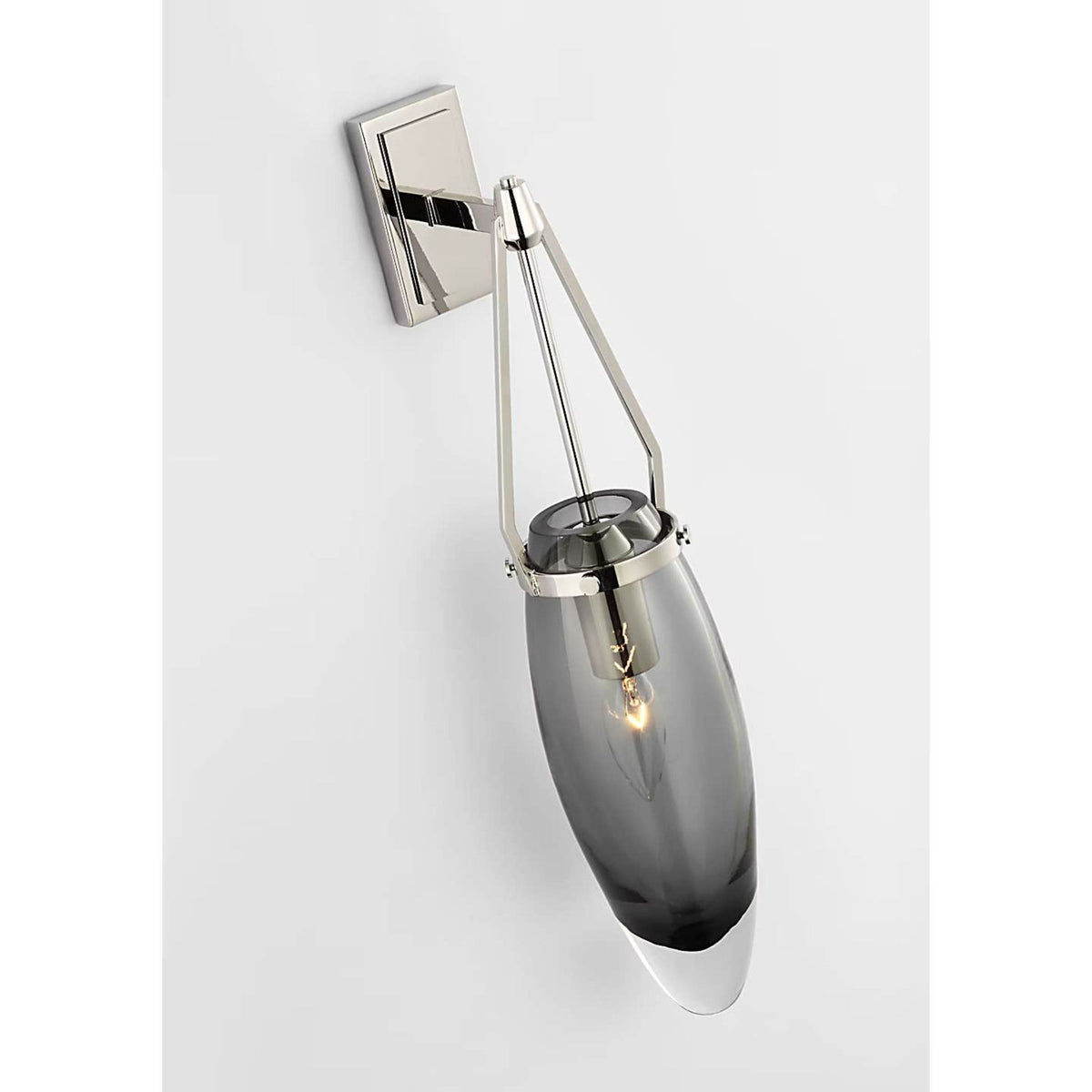 Chapman & Myers Myla Medium Bracketed Sconce in Polished Nickel with Smoked Glass W4.25" x H19.25" x E5.25"