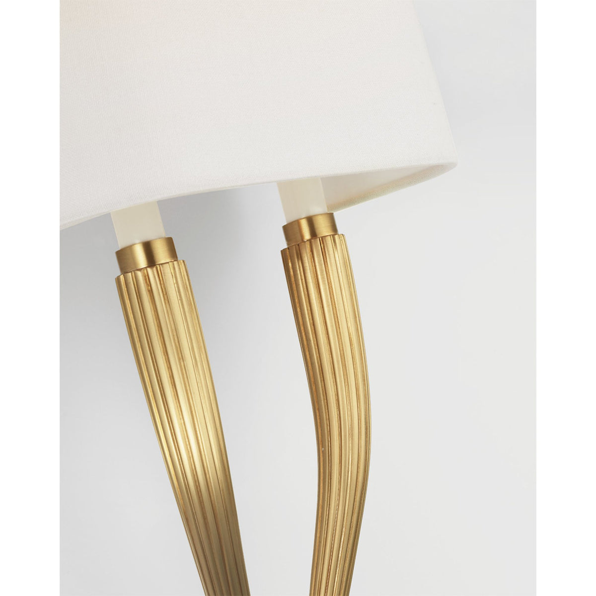 Chapman & Myers Ruhlmann Double Sconce in Antique-Burnished Brass with Linen Shade W10.75" x H22.5" x E6.25"