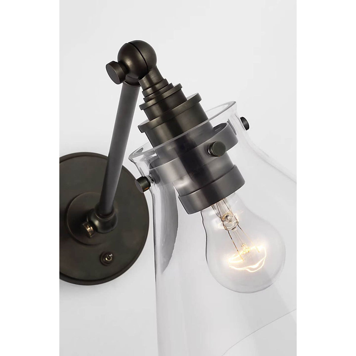 Chapman & Myers Parkington Single Library Wall Light in Bronze with Clear Glass W8.5" x H9.75" - 11.5" x E17" - 18.75"
