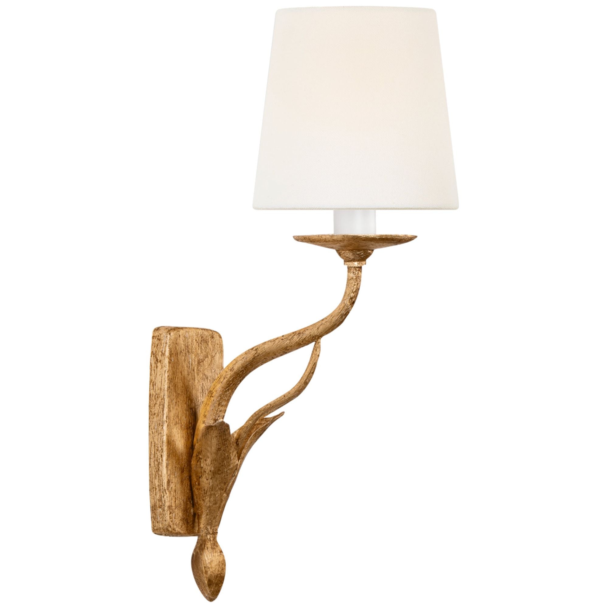 Chapman & Myers Amalfi 15" Sconce in Milano Gold with Linen Shade Wall Light W5" x H15.25"