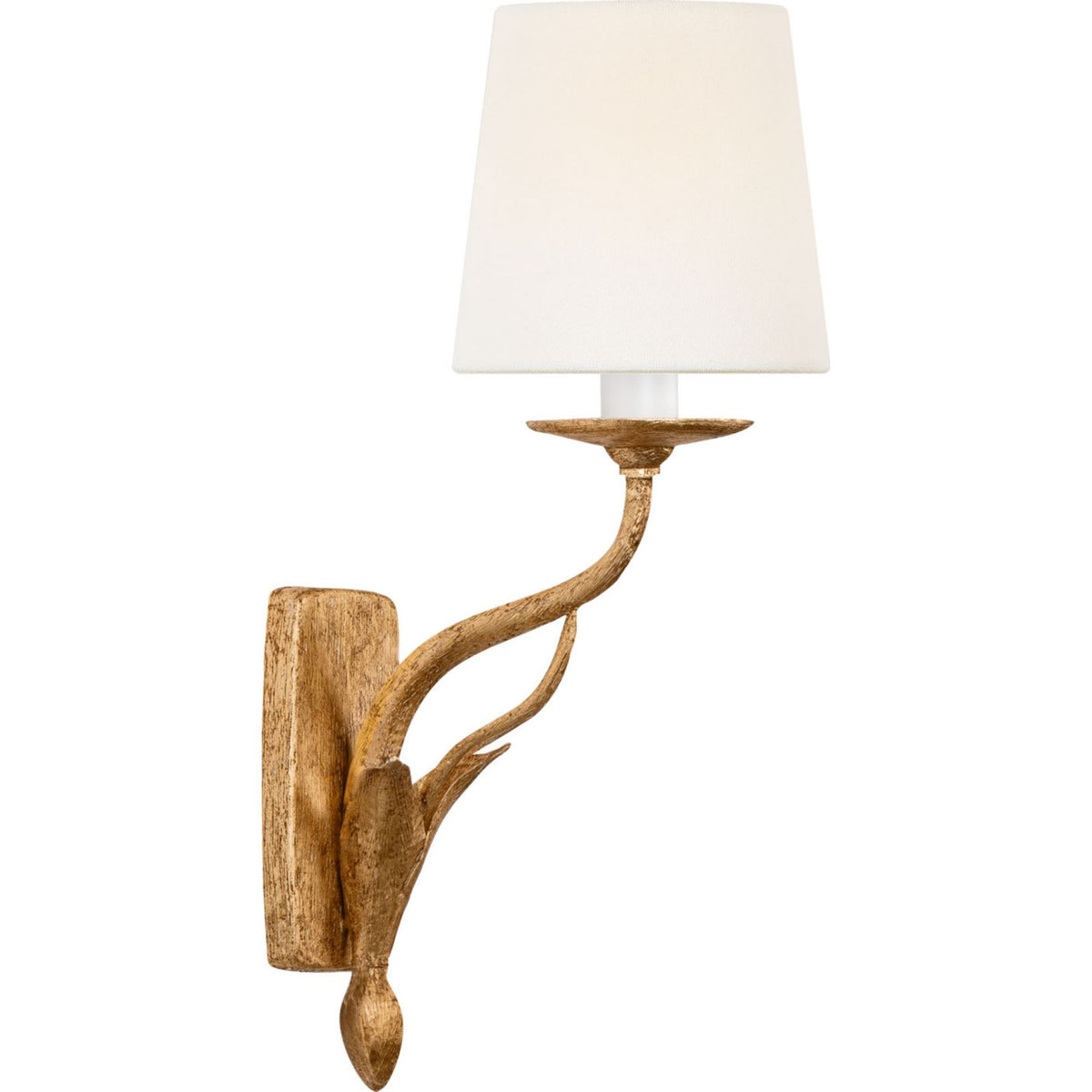 Chapman & Myers Amalfi 15" Sconce in Milano Gold with Linen Shade W5" x H15.25" x E7.5"