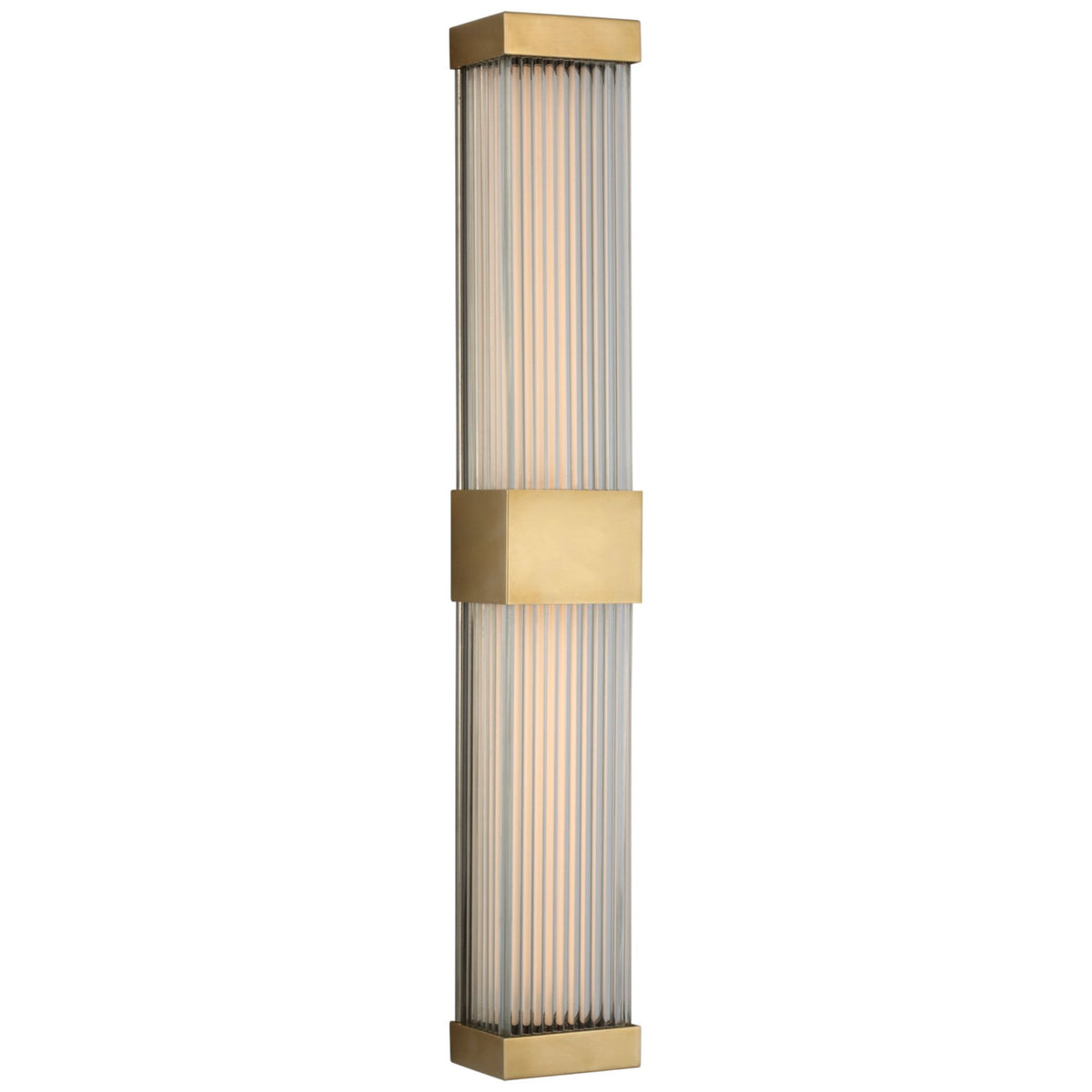 Chapman & Myers Vance 24" Double Sconce in Antique-Burnished Brass with Clear Glass Rods W3.5" x H24" x E2.75"