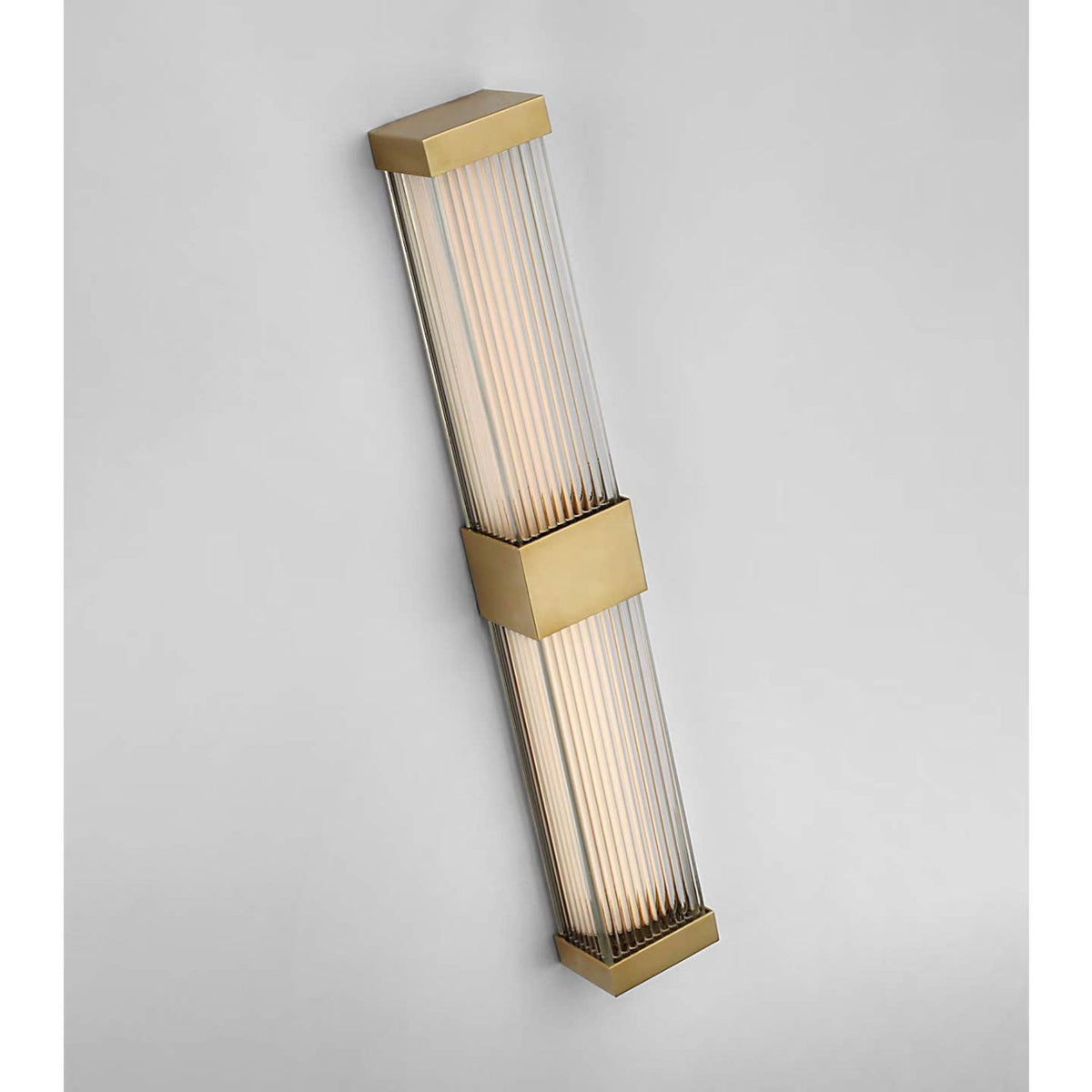 Chapman & Myers Vance 24" Double Sconce in Antique-Burnished Brass with Clear Glass Rods W3.5" x H24" x E2.75"