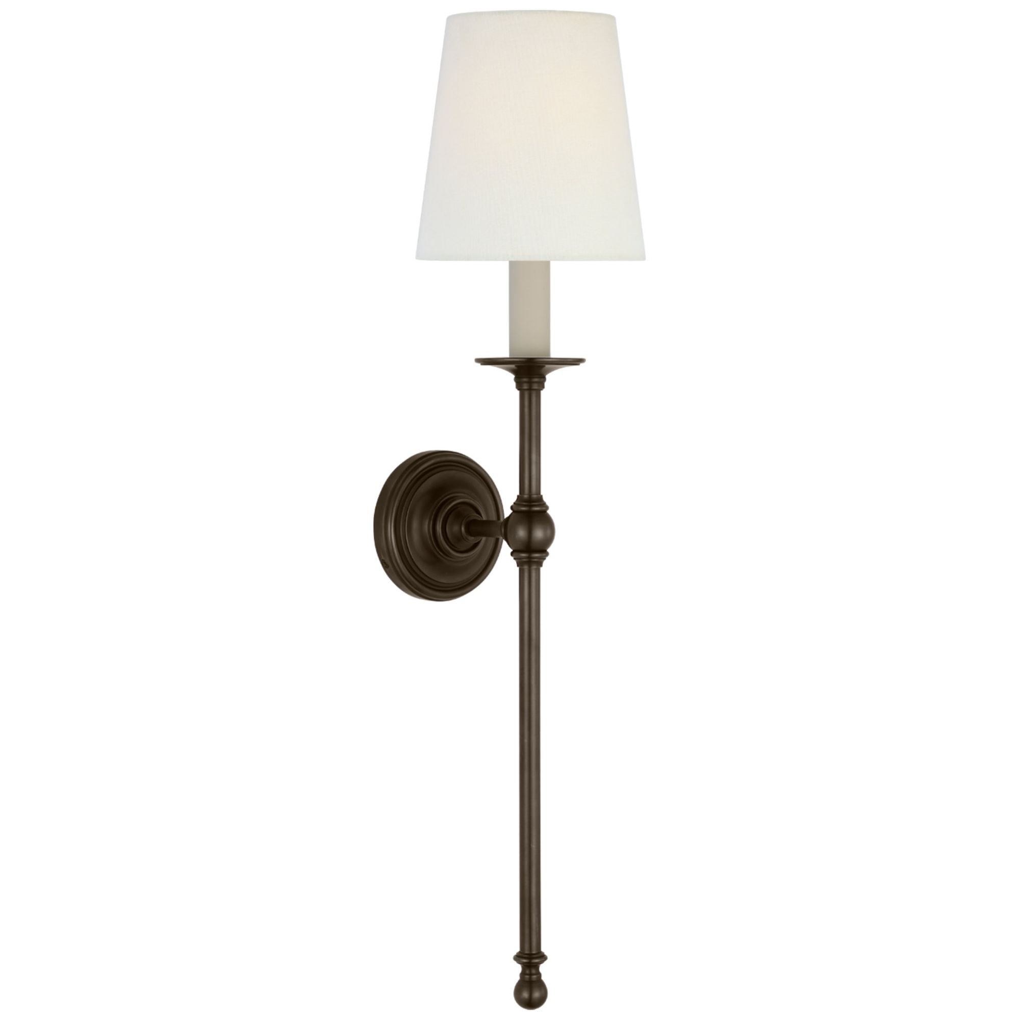 Chapman & Myers Classic 27" Tail Sconce in Bronze with Linen Shade Wall Light W6.5" x H28.25"