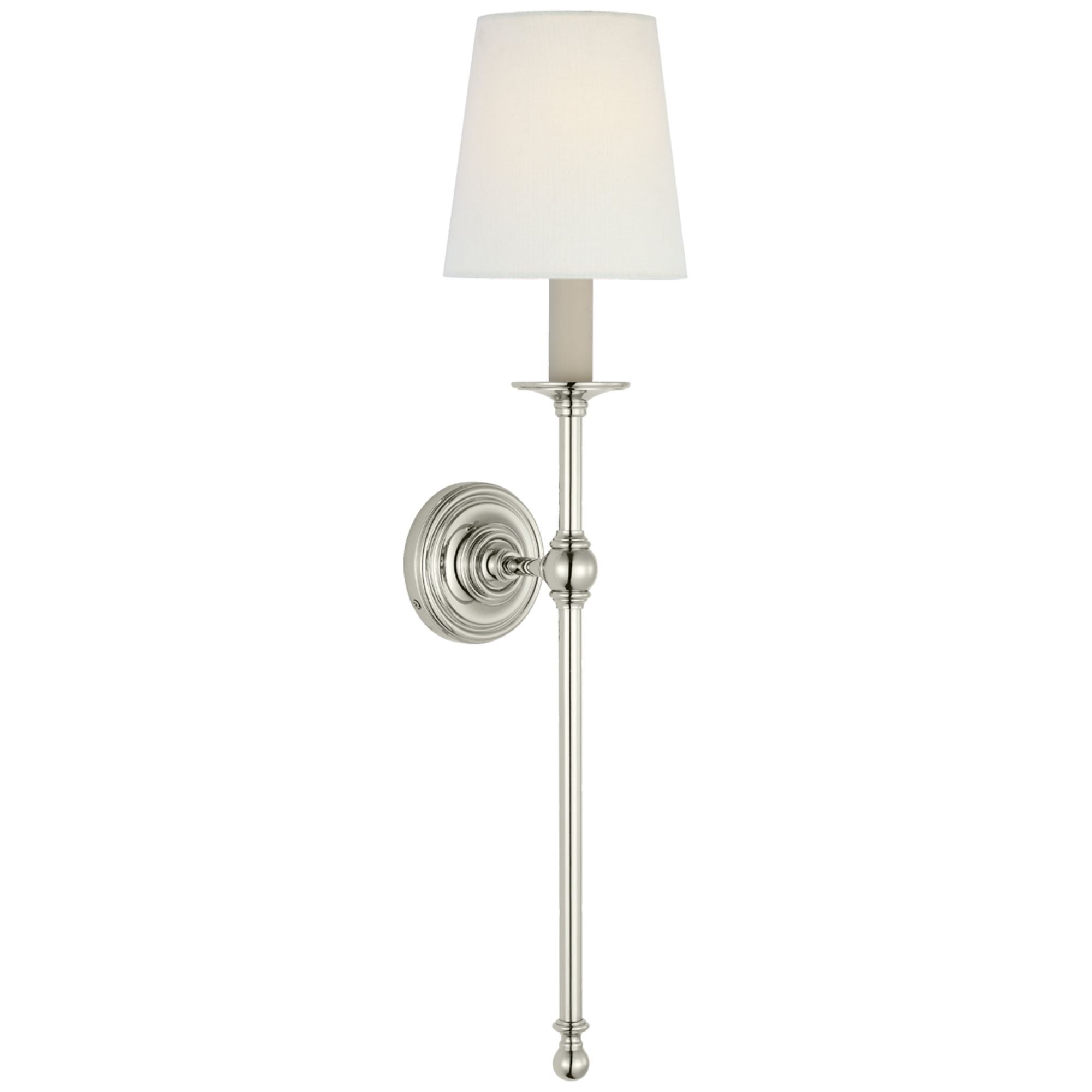 Chapman & Myers Classic 27" Tail Sconce in Polished Nickel with Linen Shade Wall Light W6.5" x H28.25"