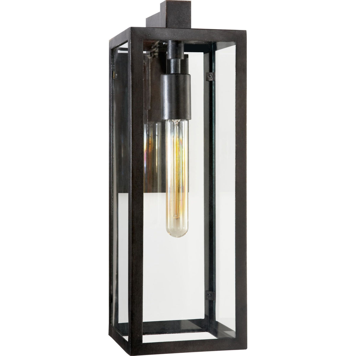 Chapman & Myers Fresno Framed Medium Sconce in Aged Iron with Clear Glass W6" x H17.75" x E9"