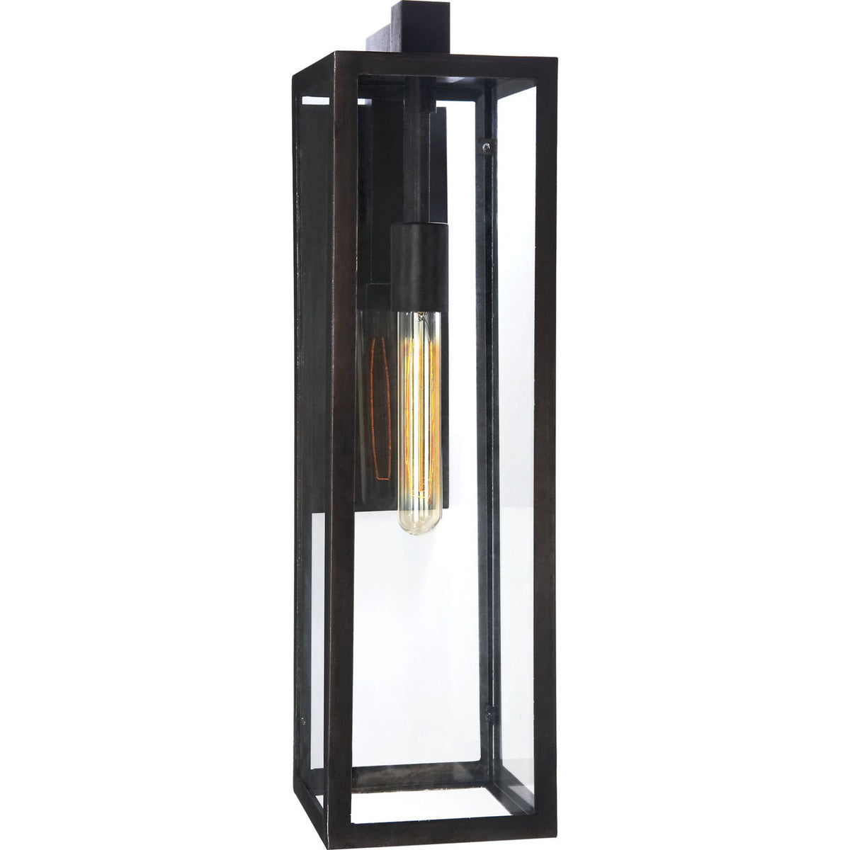 Chapman & Myers Fresno Framed Long Sconce in Aged Iron with Clear Glass W6" x H21.75" x E9"