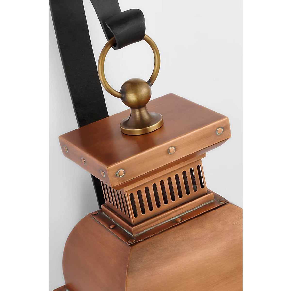 Chapman & Myers Suffork Medium Scroll Arm Lantern in Natural Copper W6.75" x H22.25" x E7.5"