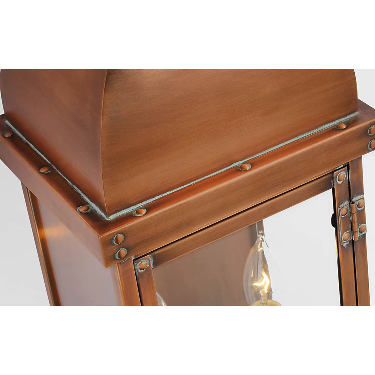 Chapman & Myers Suffork Medium Scroll Arm Lantern in Natural Copper W6.75" x H22.25" x E7.5"