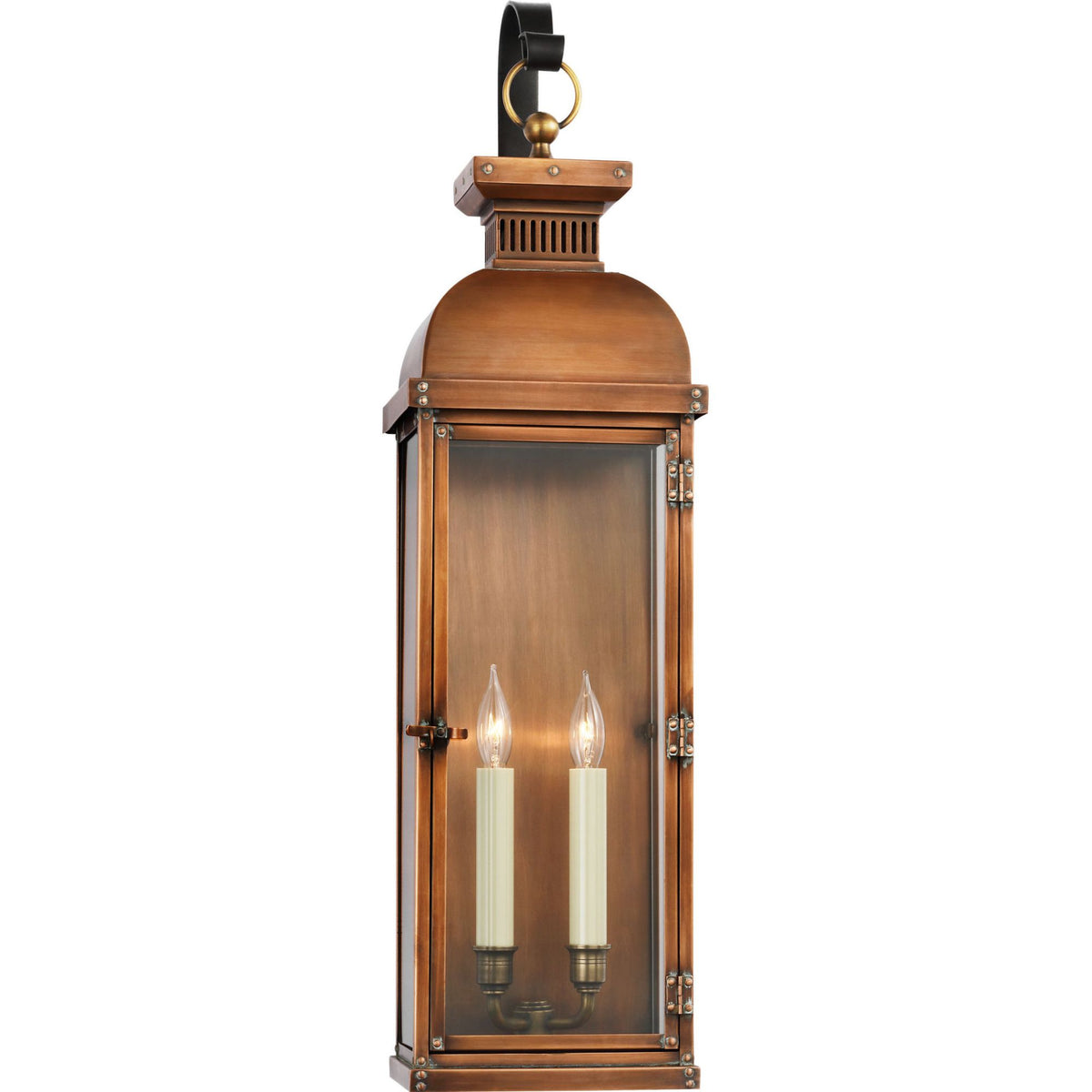 Chapman & Myers Suffork Tall Scroll Arm Lantern in Natural Copper W8" x H29.25" x E7.5"
