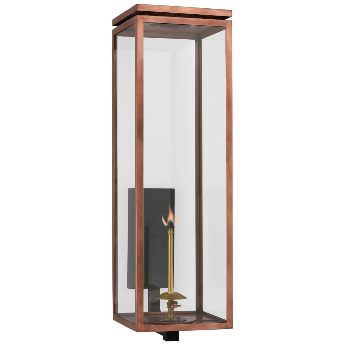 Chapman & Myers Fresno Grande Bracketed Gas Wall Lantern in Soft Copper with Clear Glass W9" x H30.5" x E12.25"