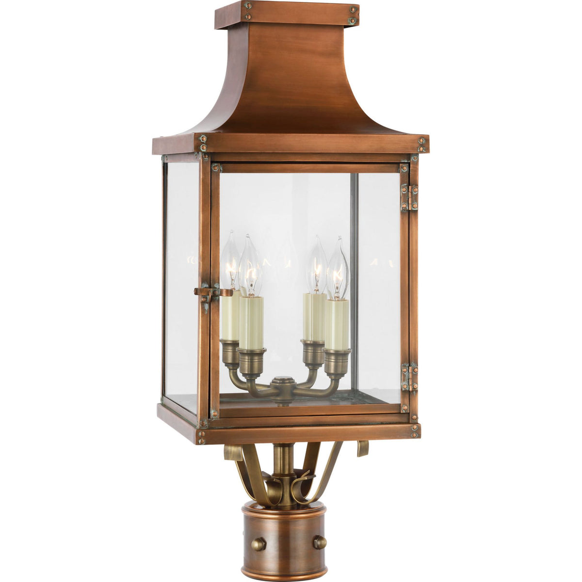 Chapman & Myers Bedford Post Lantern in Natural Copper with Clear Glass W10" x H24.5"