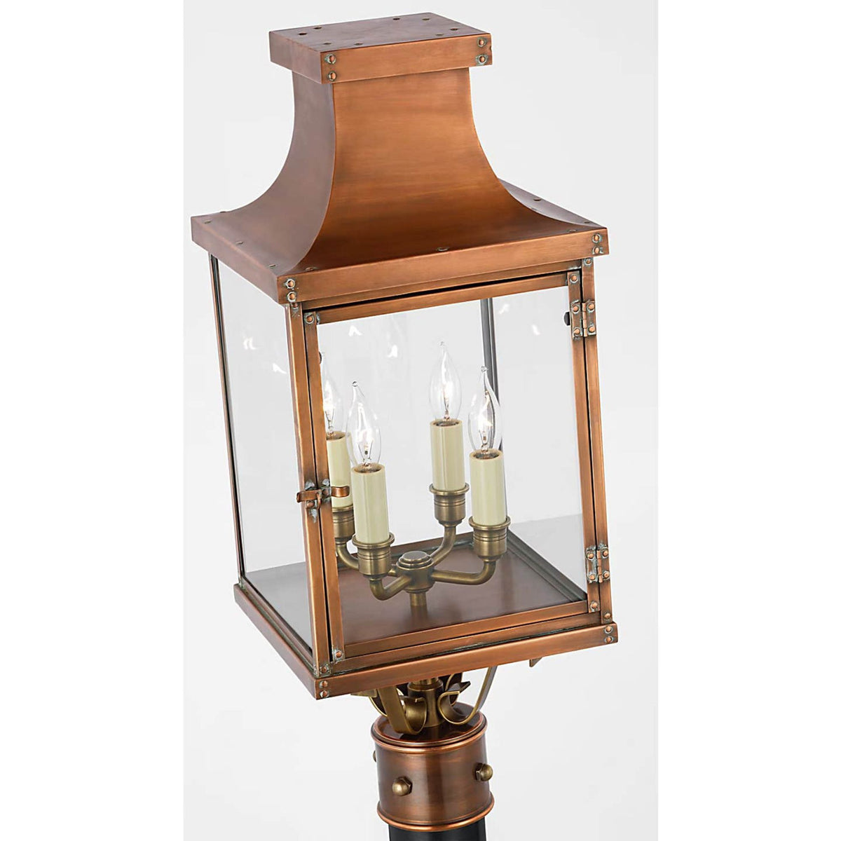 Chapman & Myers Bedford Post Lantern in Natural Copper with Clear Glass W10" x H24.5"