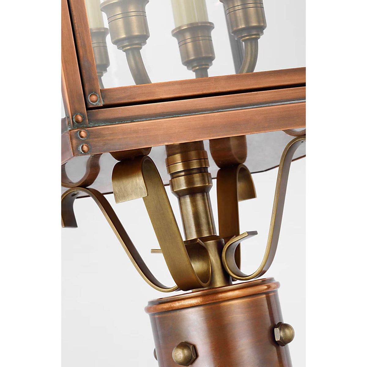 Chapman & Myers Suffork Post Lantern in Natural Copper with Clear Glass W9.75" x H24.25"